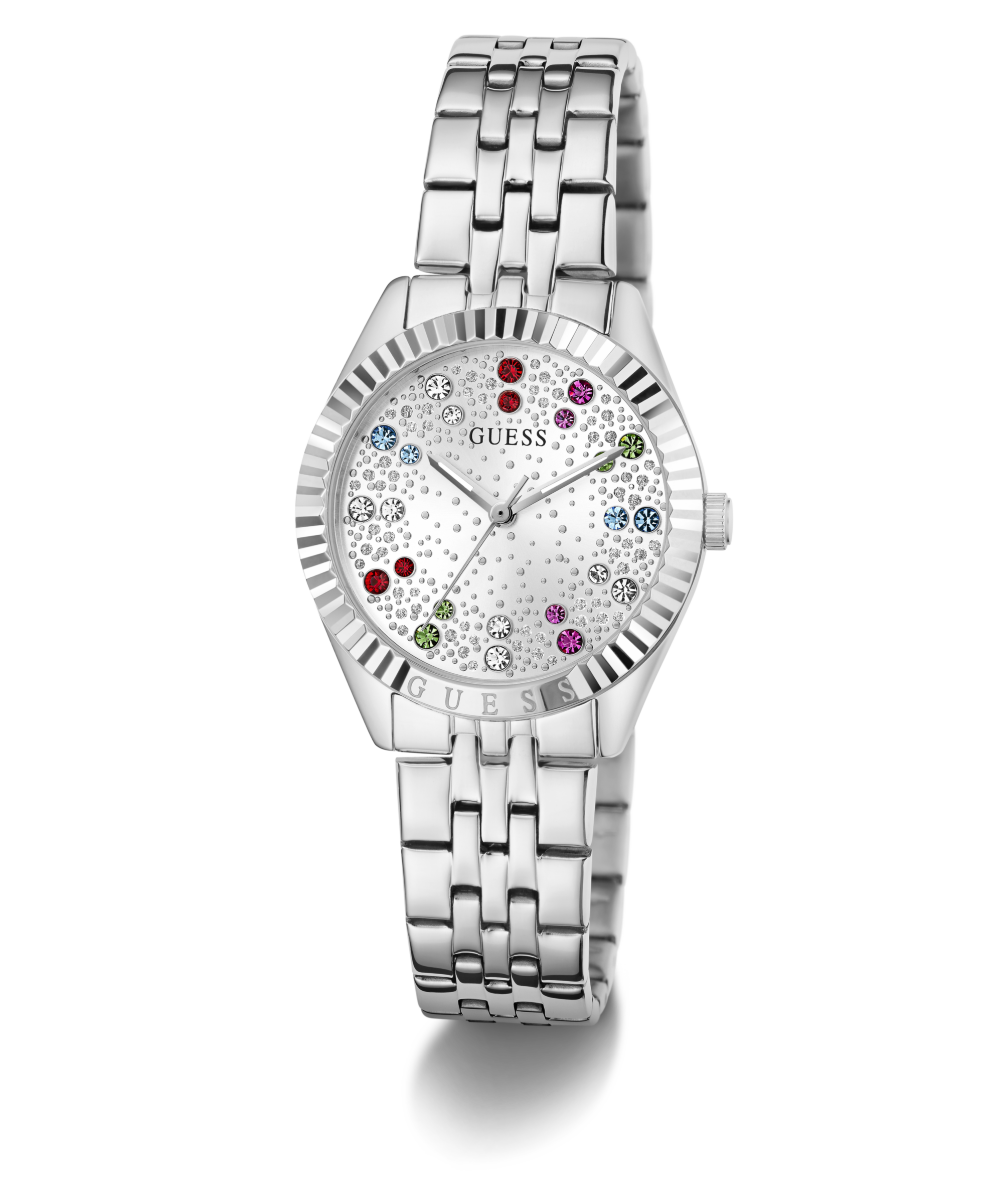 Guess Quarzuhr »ADELAIDE« Armbanduhr, Damenuhr, Edelstahlarmband, analog