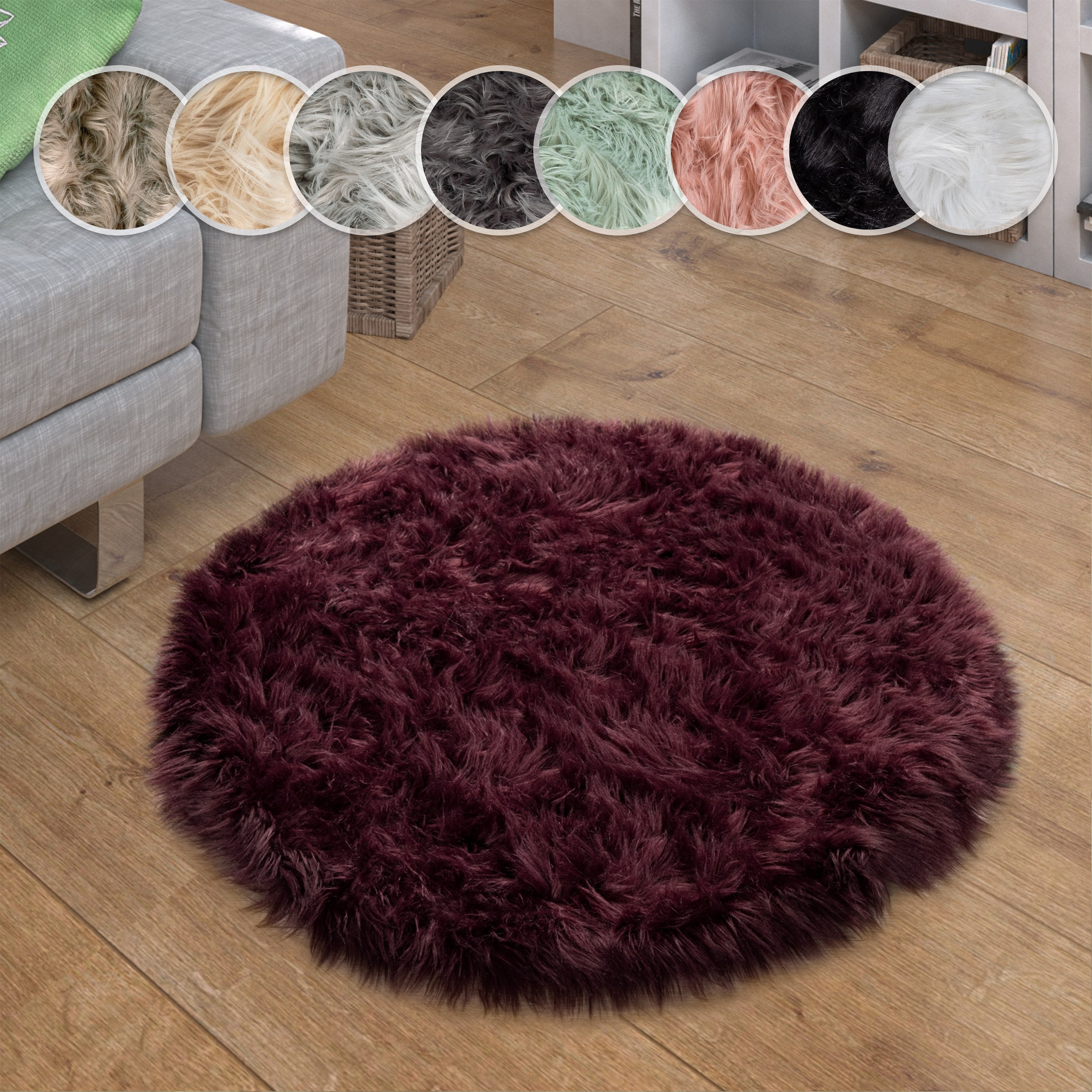 Paco Home Fellteppich "Playa 960" rund 64 mm Höhe Kunstfell, Flokati-Optik, günstig online kaufen