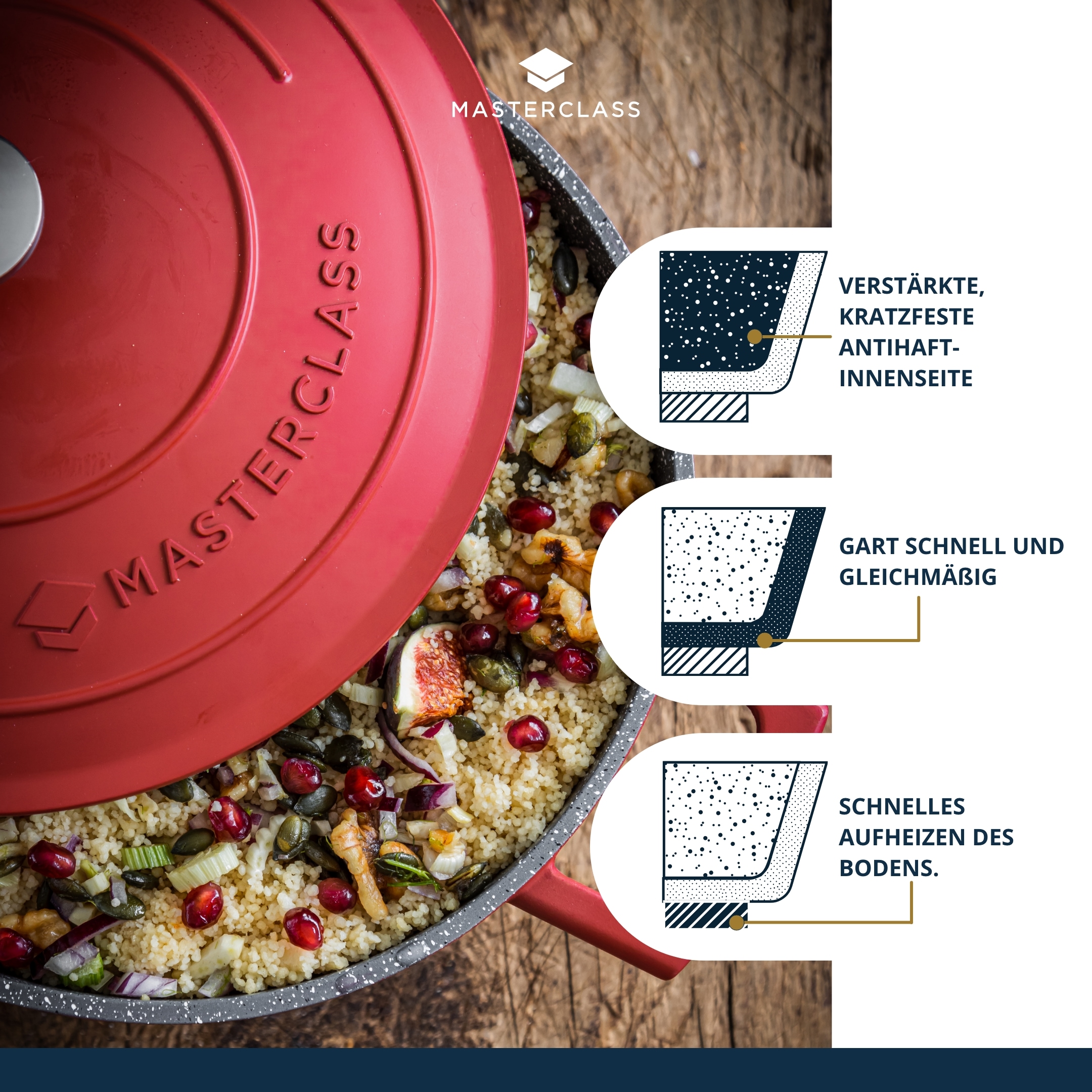 Master Class Kasserolle »MasterClass«, Aluminiumguss, 2,5 Liter, rund, ultraleicht,kratzfeste Antihaftbeschichtung,Induktion