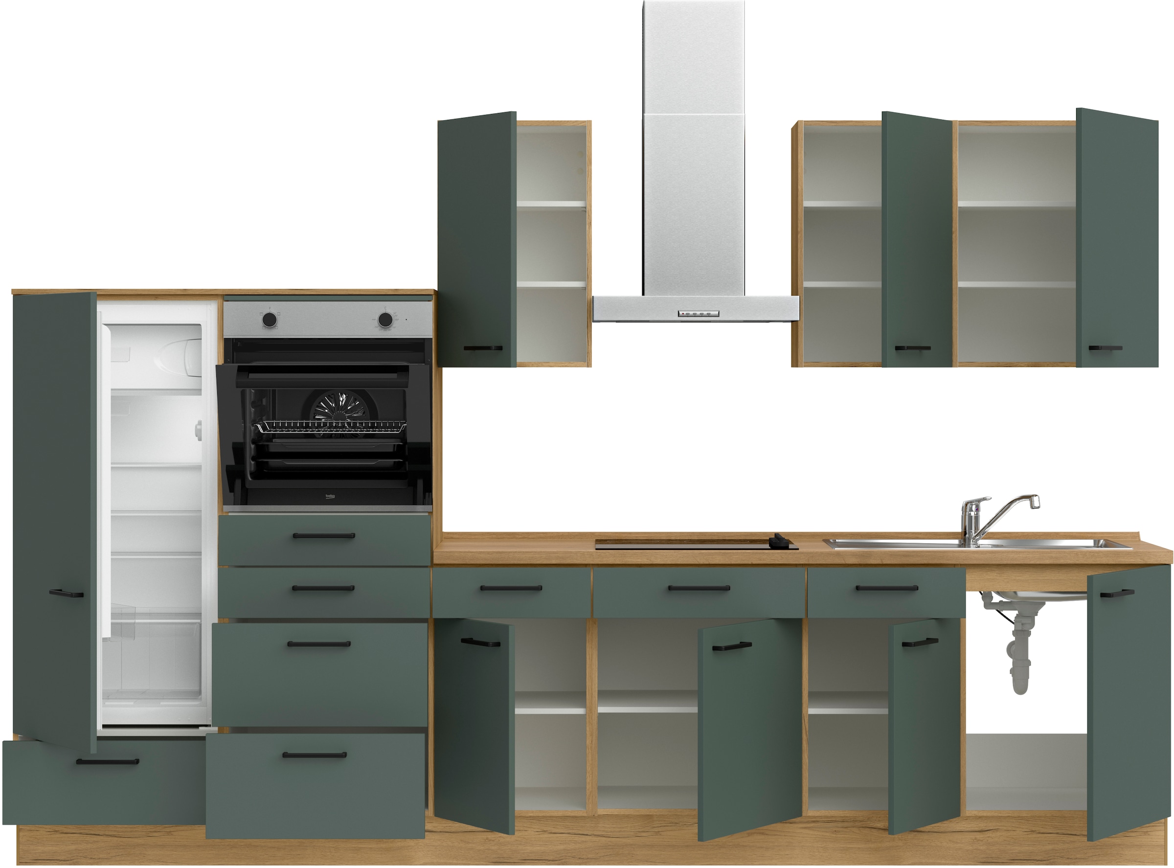 nobilia® Küchenzeile »"Easytouch I"«, vormontiert, Ausrichtung wählbar, Breite 330 cm, wahlw. mit E-Geräten