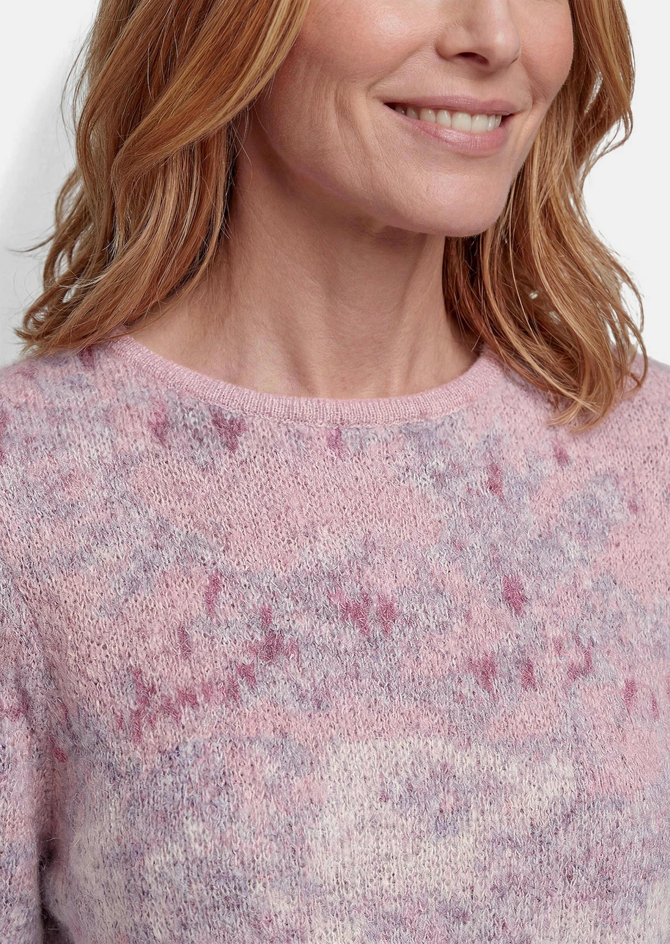 GOLDNER Rundhalspullover »Langarm Jacquard-Pullover mit Muster« impressionistisches Jacquardmuster