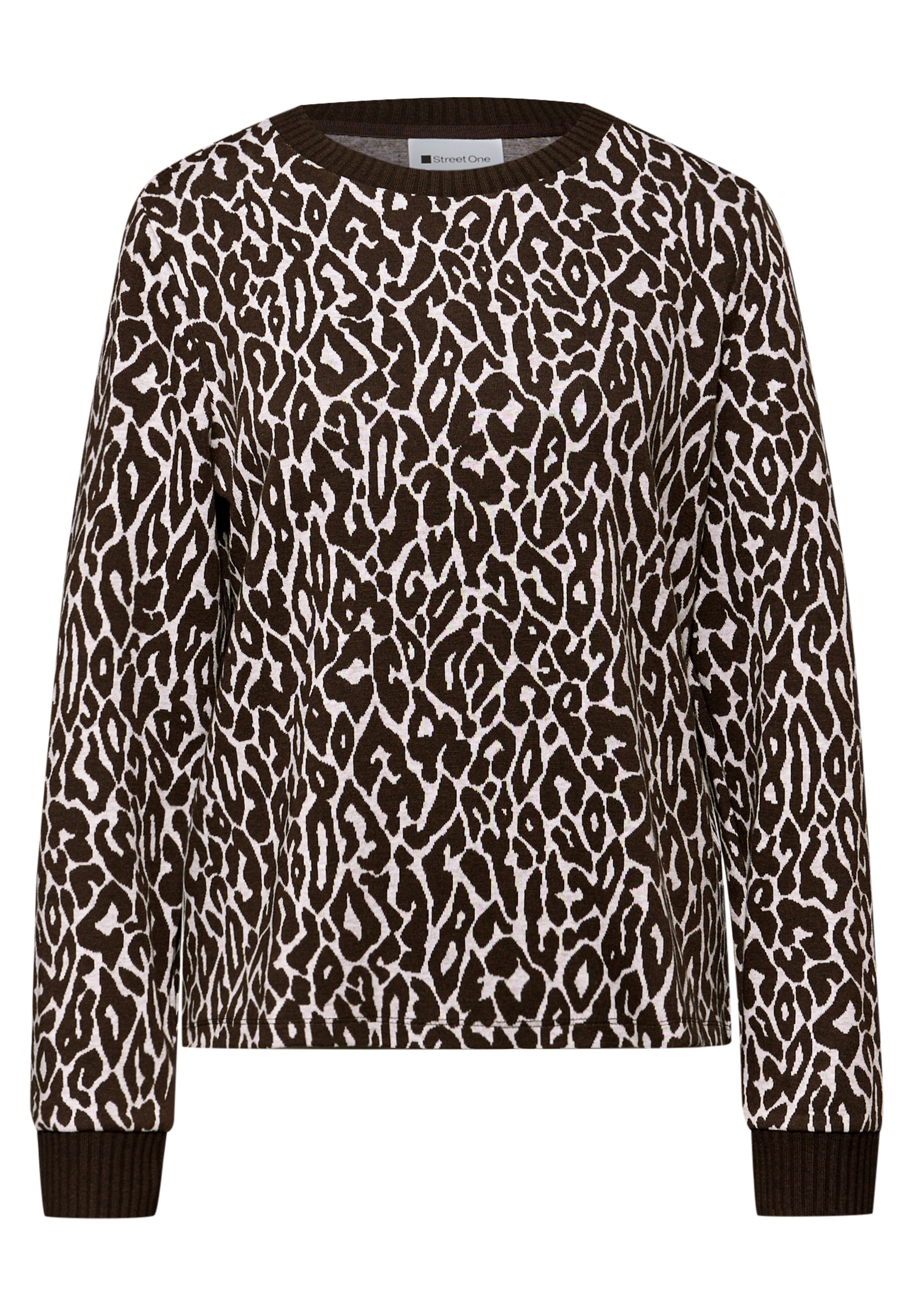 STREET ONE Langarmshirt im Leo-Jaquard-Look