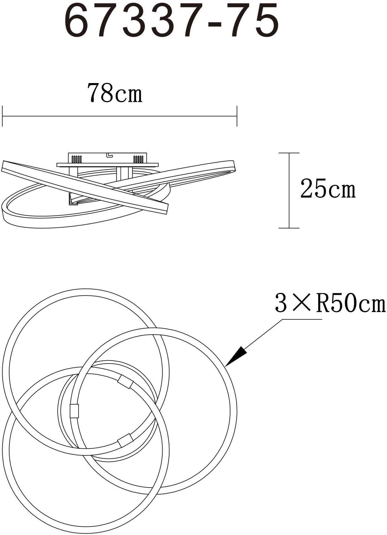 GLOBO LIGHTING Deckenleuchte »TRIS« LED-Modul 1 Stk. warmweiß - kaltweiß Deckenlampe Wohnzimmer-Leuchte Schlafzimmer-Leuchte Flur Küche