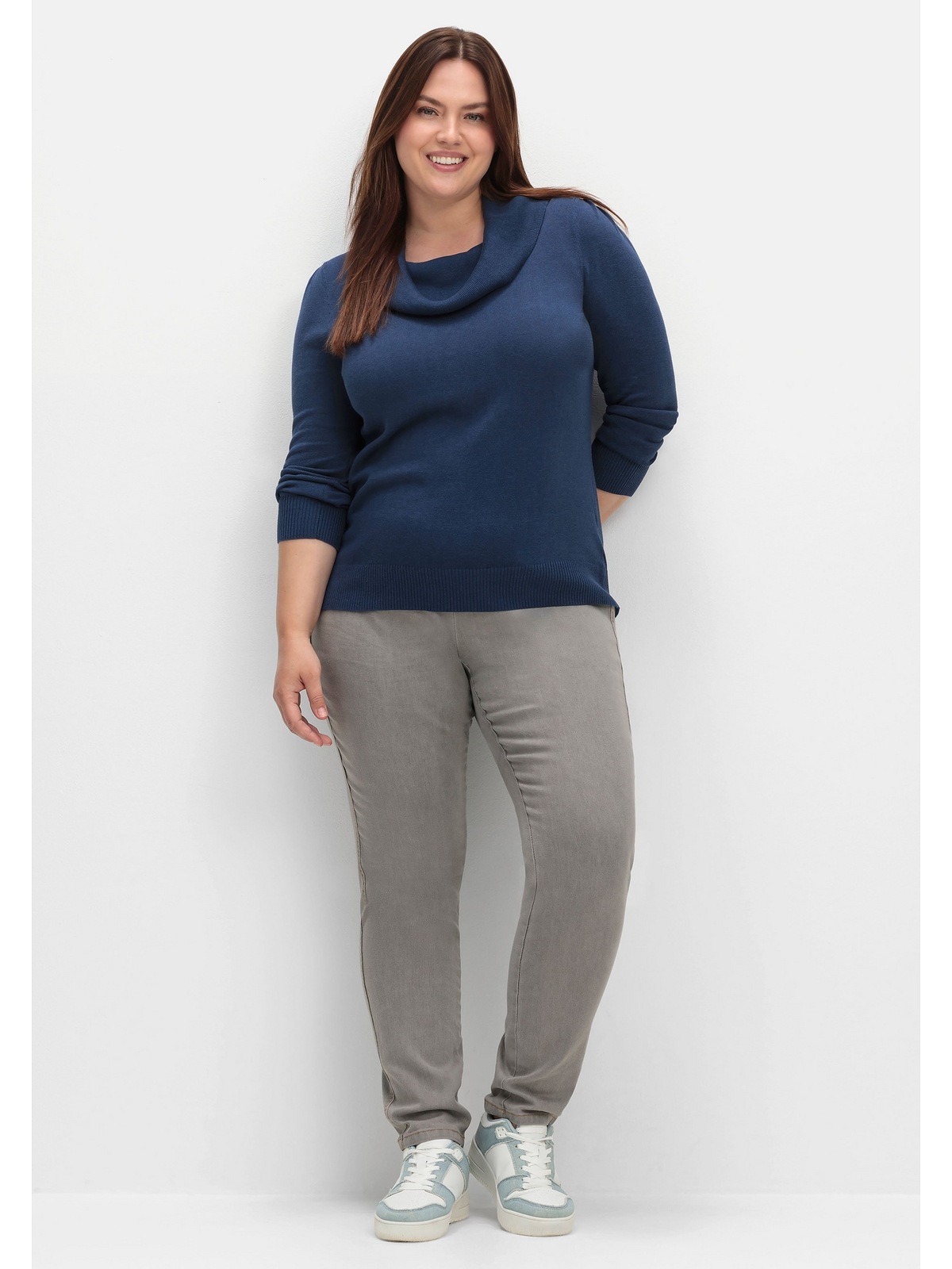 Sheego Strickpullover »Große Größen«, mit weitem Wasserfall-Rollkragen
