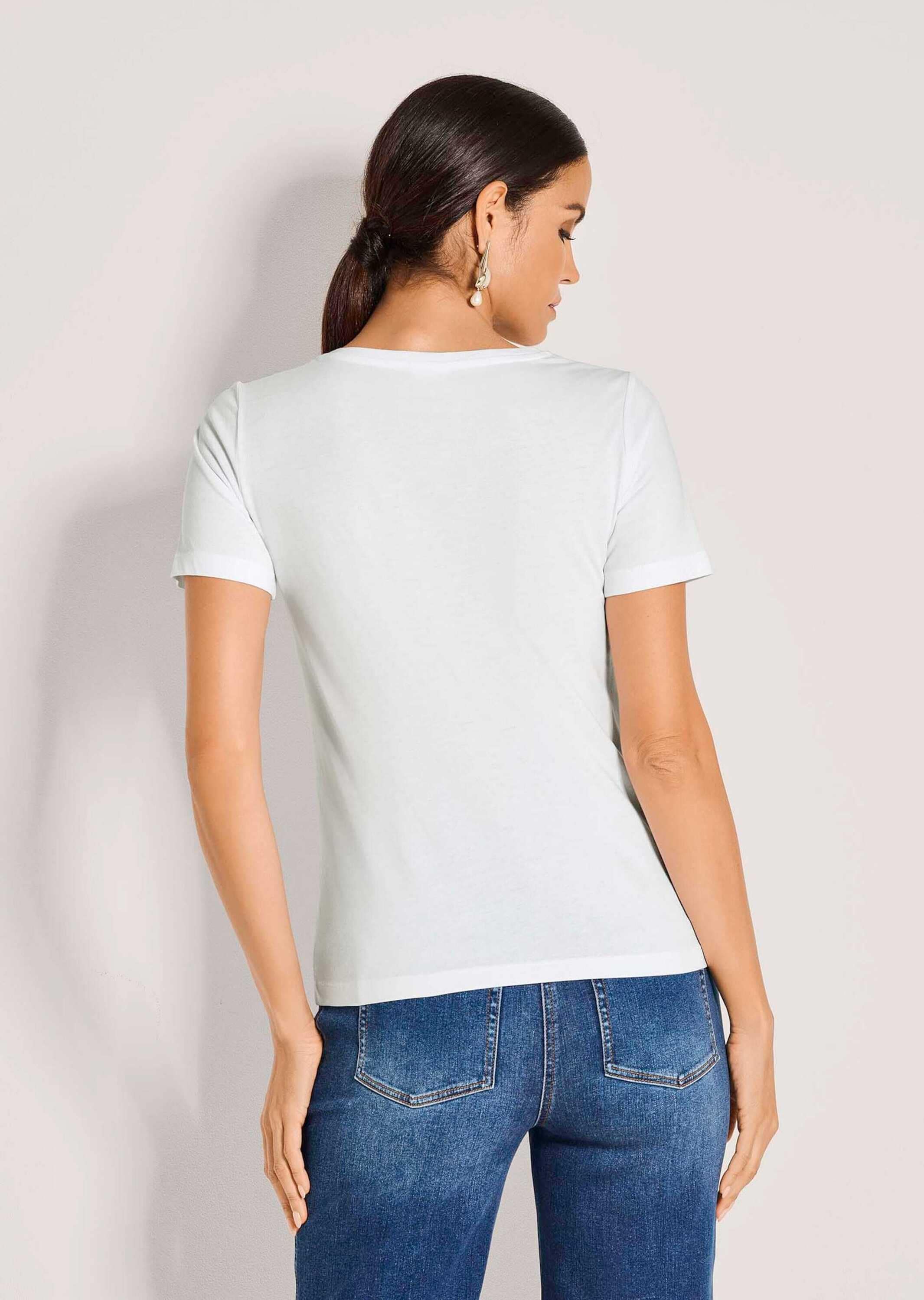 MADELEINE Kurzarmshirt »Shirt Schlichtes Basicshirt mit Rundhalsausschnitt« Gerader Saum