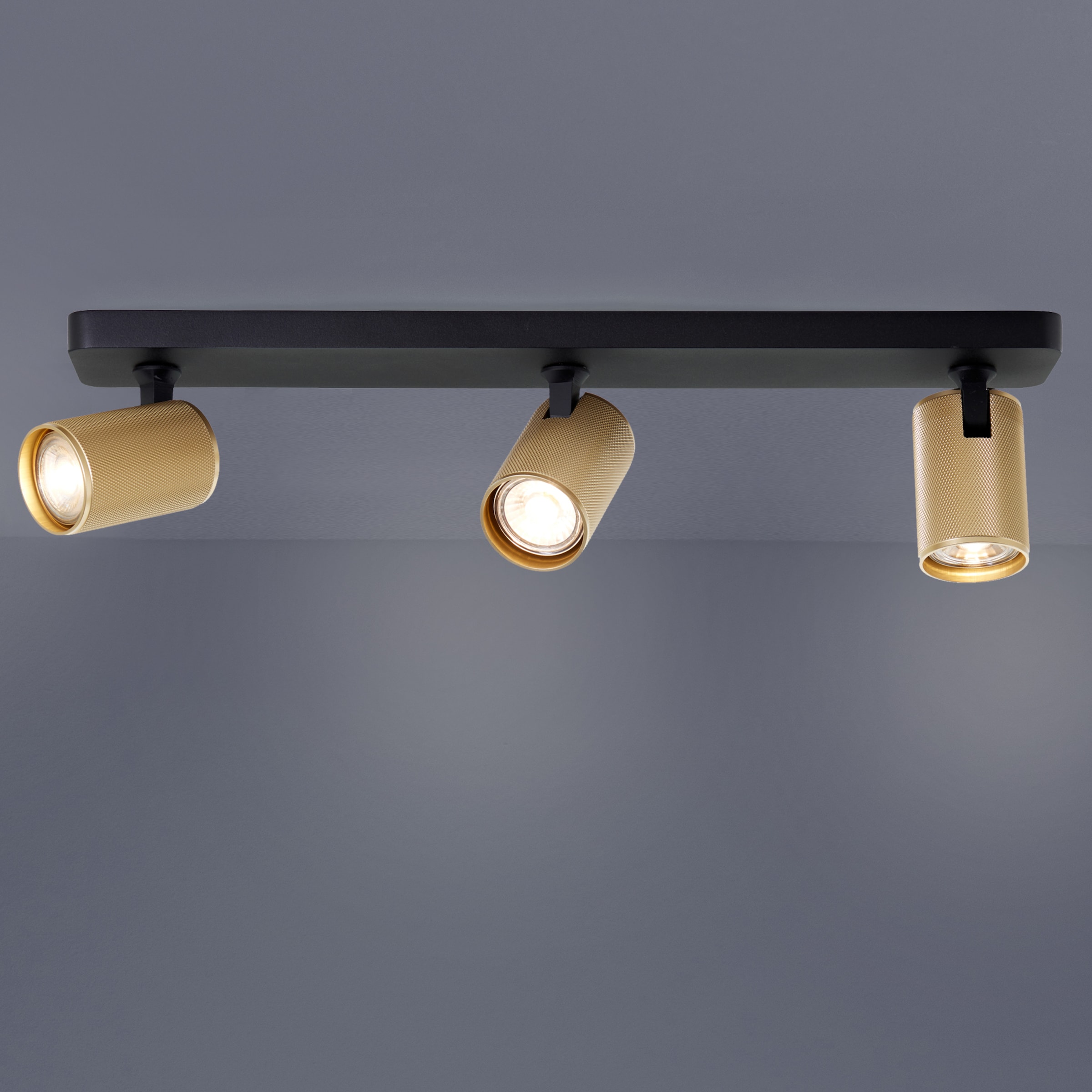 Brilliant Deckenstrahler »Marty«, BAUR | 345lm, schwarz/matt schwenkbar, 12x53x9cm, GU10, flammig-flammig, Spotbalken 3 gold