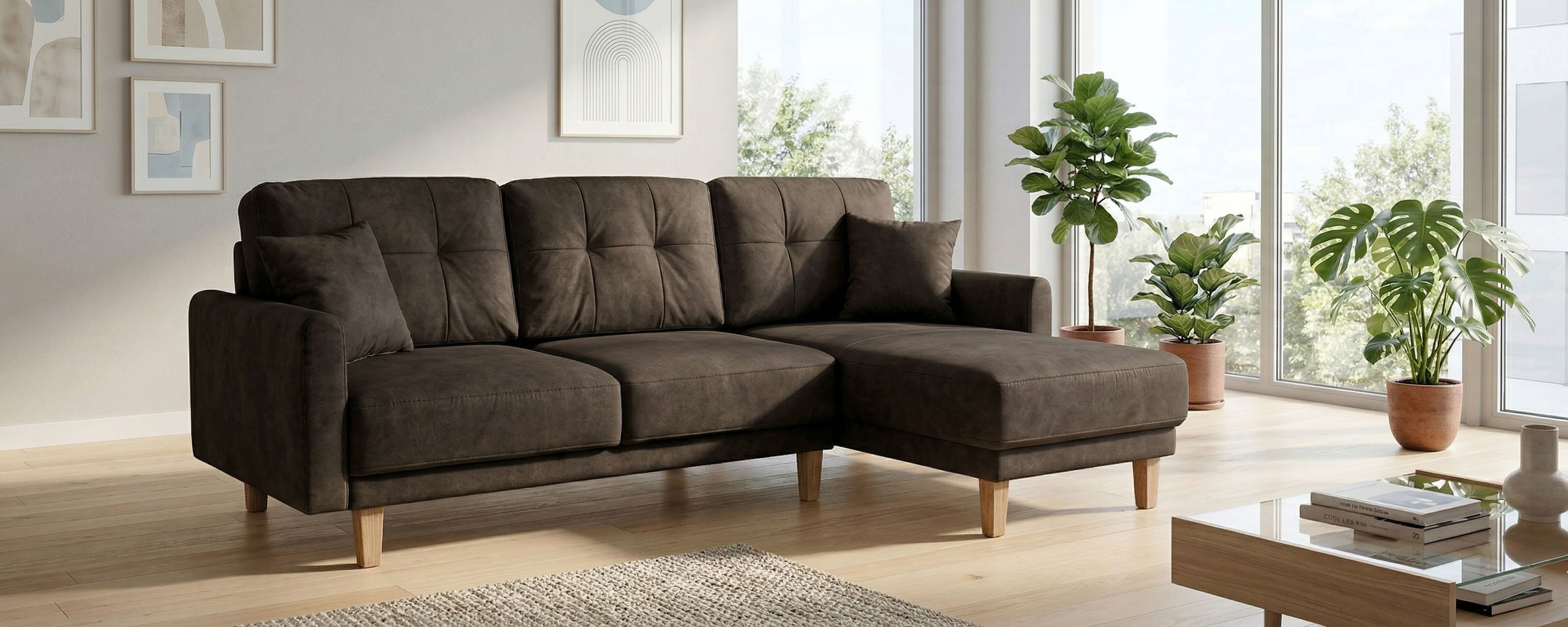 OTTO home Ecksofa "TRIPLO optionale Schlafsofa mit Bettkasten, Maße B/T/H: 234/164/89 cm" L-Form wahlweise mit Bettfunktion - Liegefläche 132x210 cm