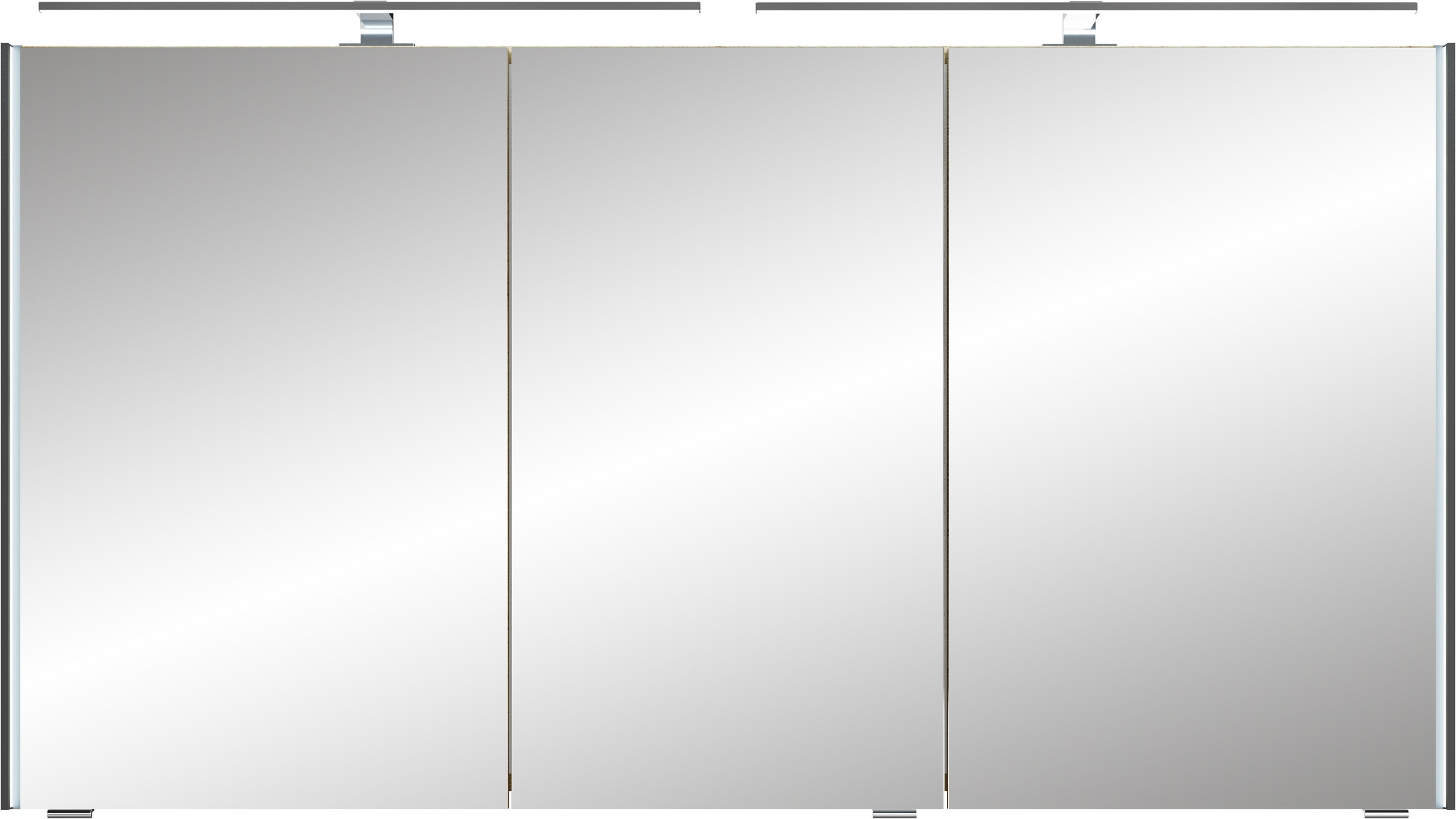 Saphir Badmöbel-Set »Badezimmer-Set 133,2 cm breit, inkl. Türdämpfer, 3 Türen, 4 Schubladen«, (Set, 2 St.), Serie 7045 2-teilig Mineralmarmor-Doppelwaschtisch, LED-Spiegelschrank