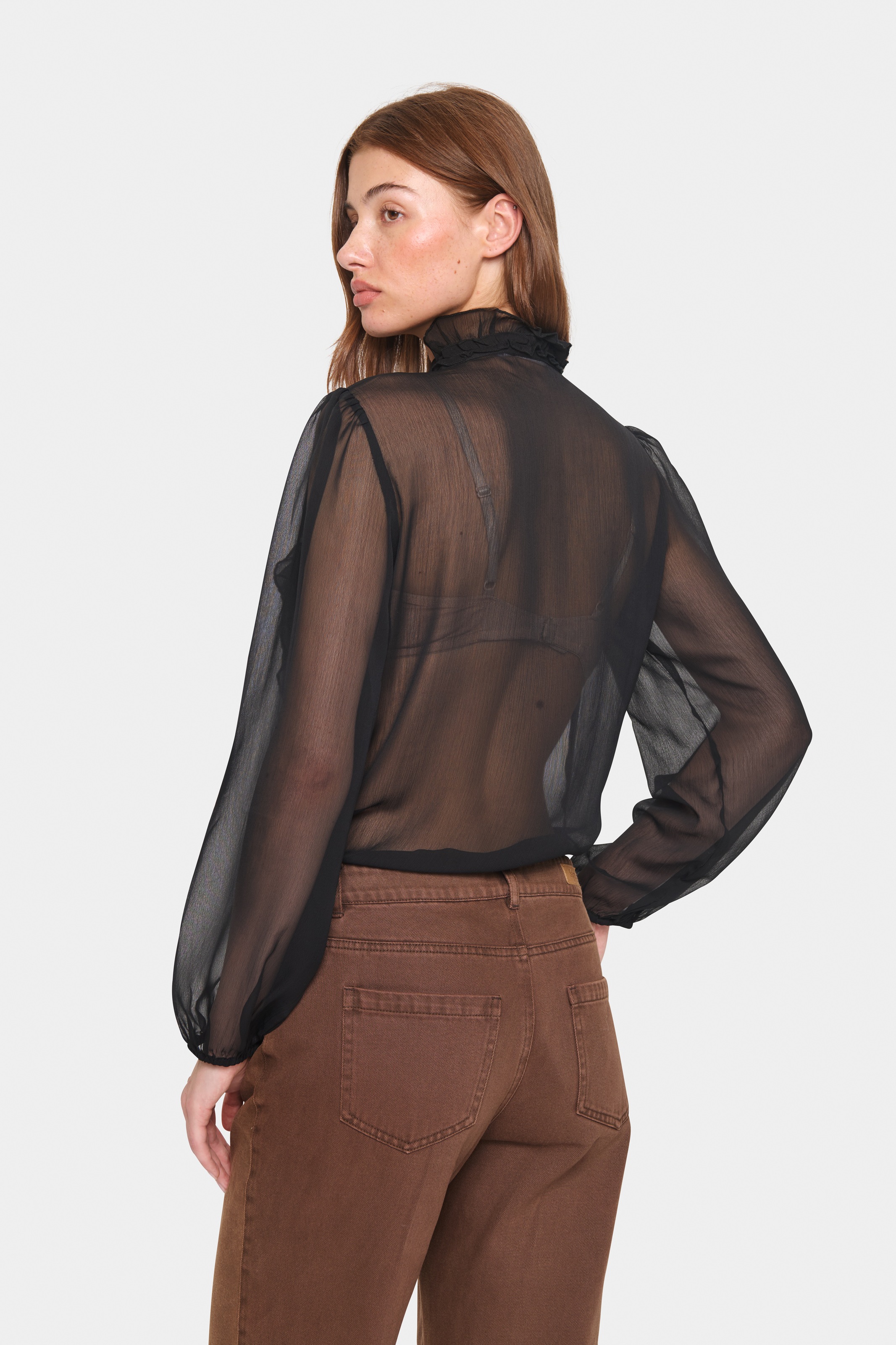 Saint Tropez Rüschenbluse "LiljaSZ Crinkle LS Shirt" Regular fit, Chiffon, günstig online kaufen