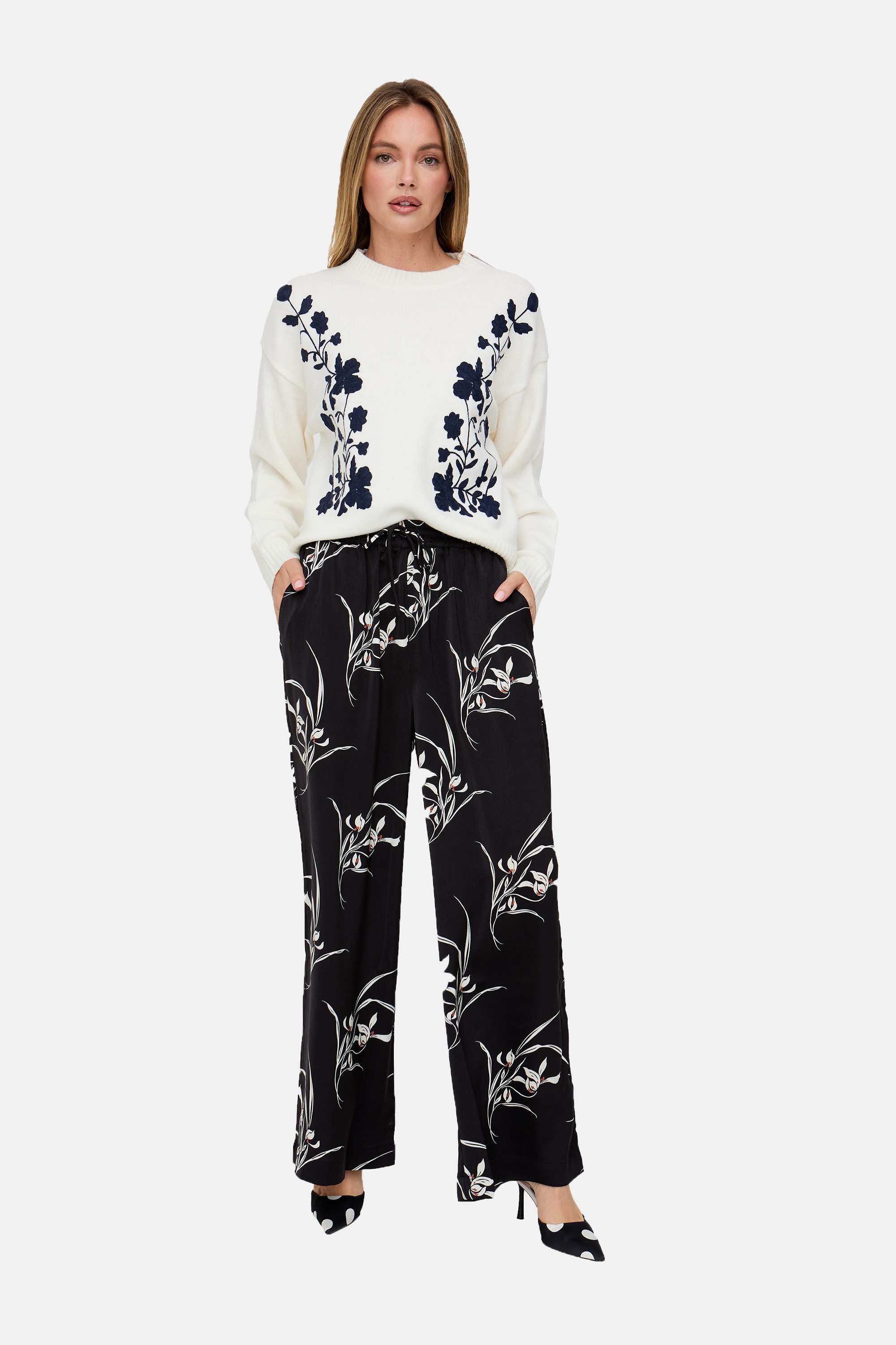 Lily and Lionel Jerseyhose »Lillibet Wide Leg Large Floral Print Trouser Damen«