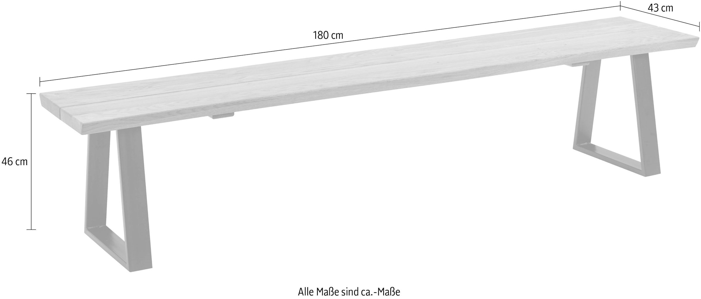 massivline&more Sitzbank »Oviedo 4«, modernes Design, Gestell aus massivem Metall