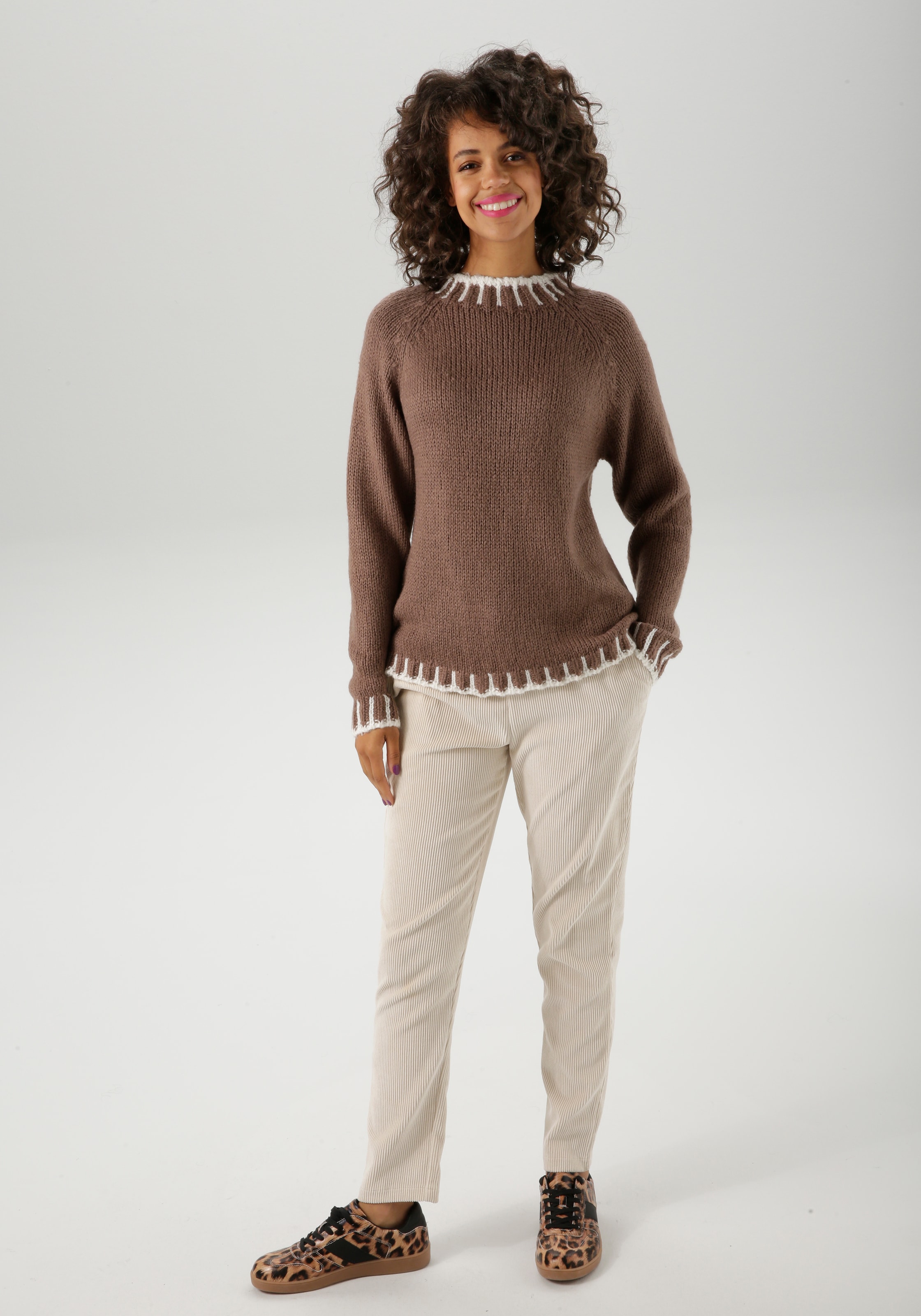 Aniston CASUAL Strickpullover, mit gemusterten Bündchen - NEUE KOLLEKTION