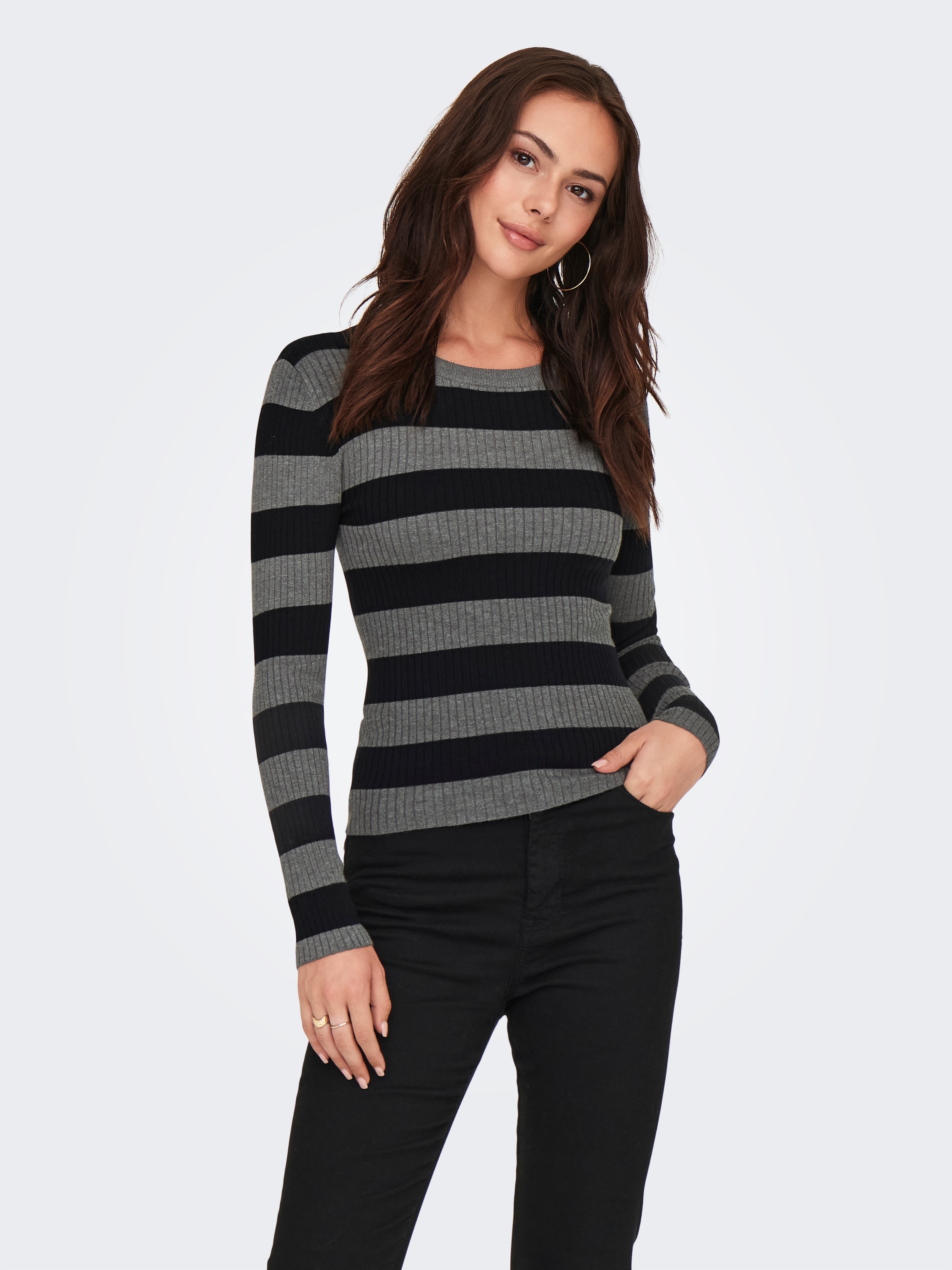 JDY Rundhalspullover "JDYPLUM L/S O-NECK PULLOVER KNT NOOS", im Ringel-Look günstig online kaufen