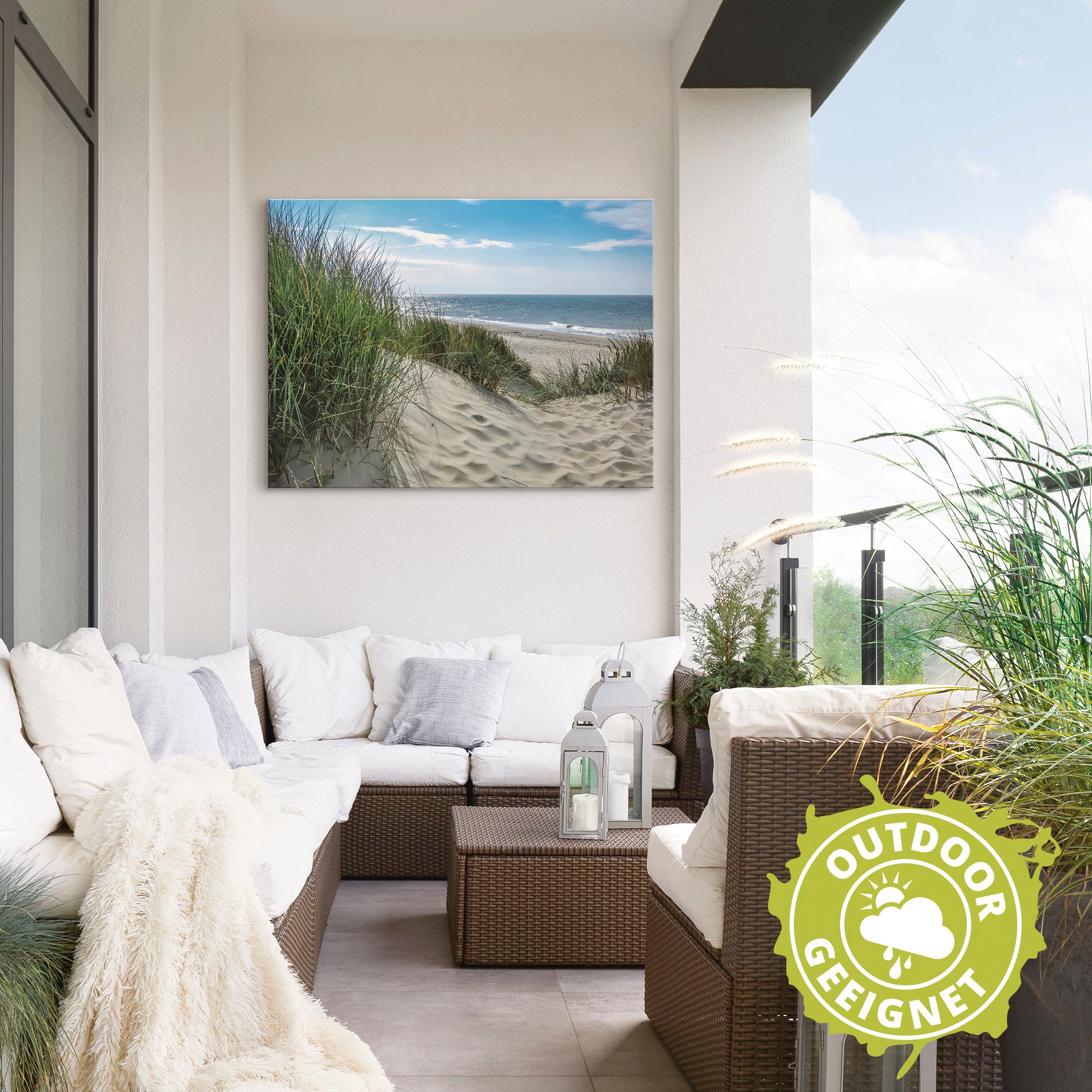 Artland Wandbild »Dünenlandschaft im Sommer an der Nordsee«, Strand, (1 St.), als Alubild, Outdoorbild, Leinwandbild, Poster, Wandaufkleber