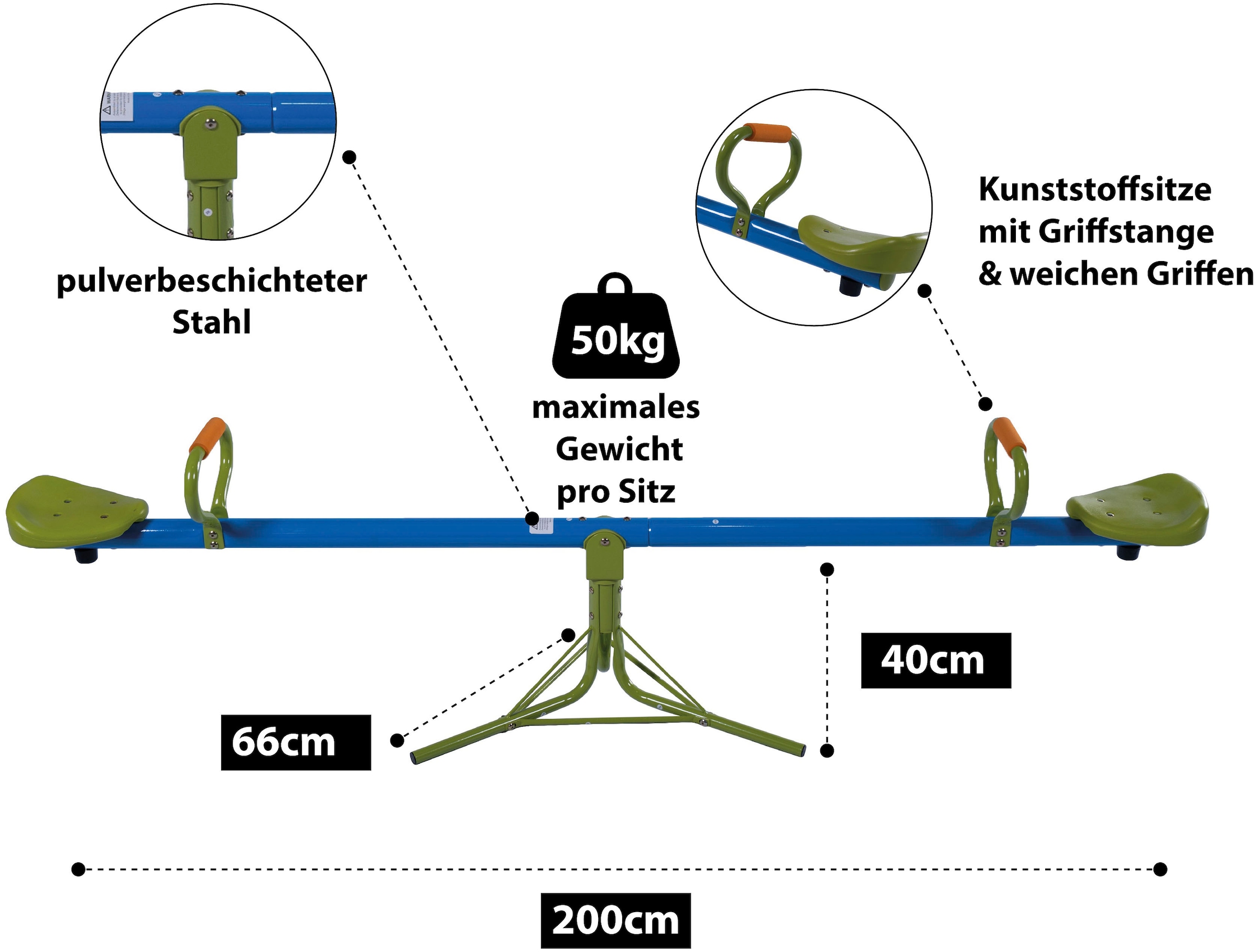 SANDORA Wippe, 360° Rotation, max. Benutzergewicht: 50 kg pro Seite