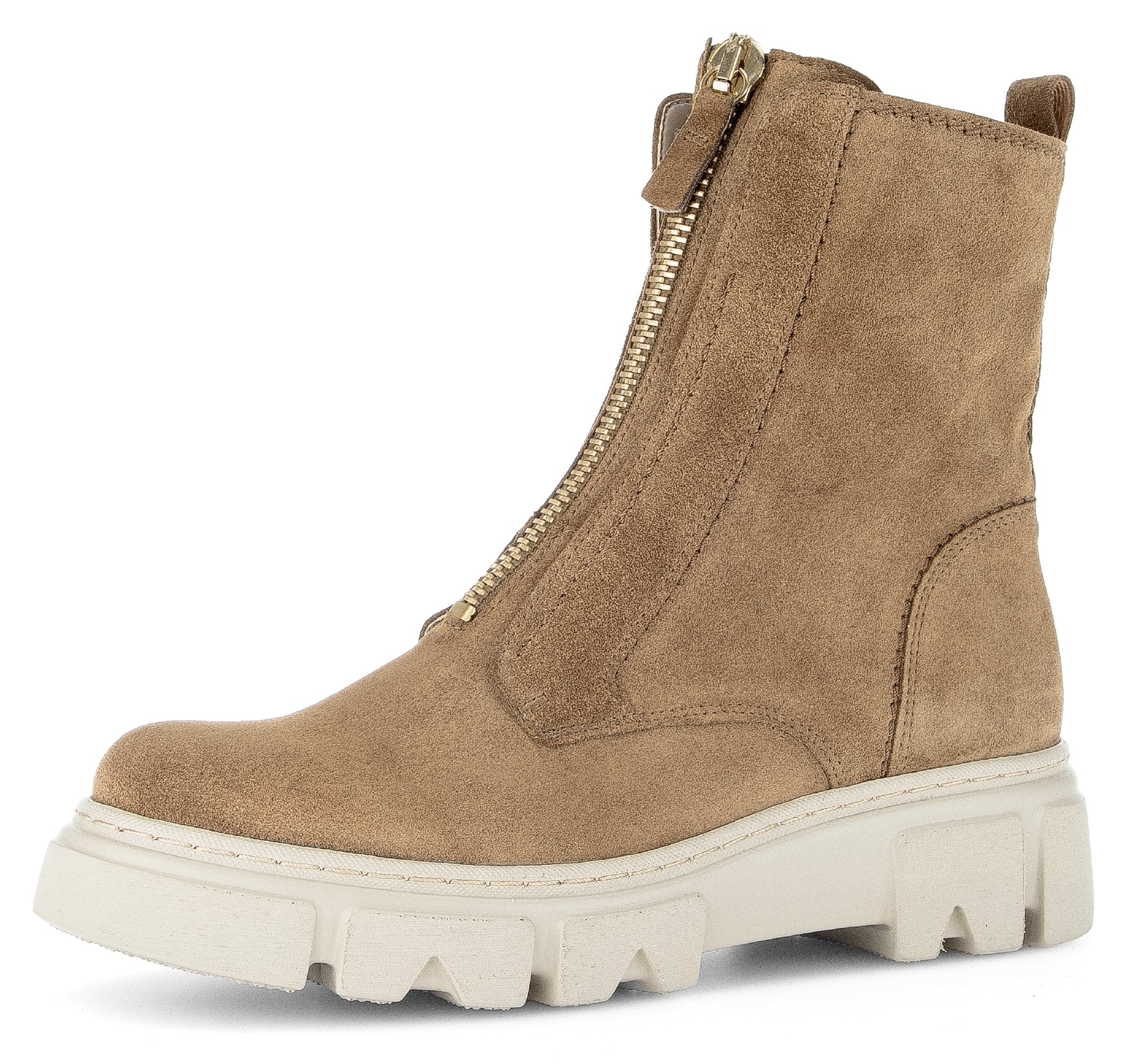 Stiefelette, Plateau, Boots mit goldfarbenem Front-Reißverschluss