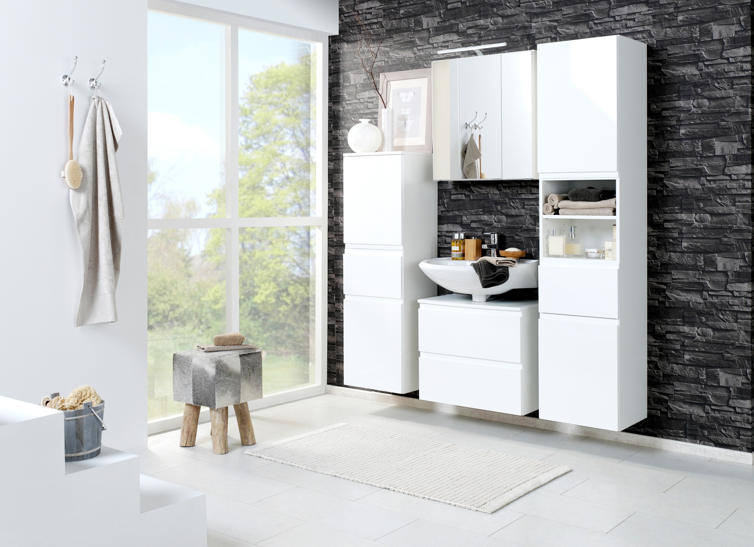 welltime Badmöbel-Set »Cardiff«, (2 St.), Breite 80 cm, griffloses Design