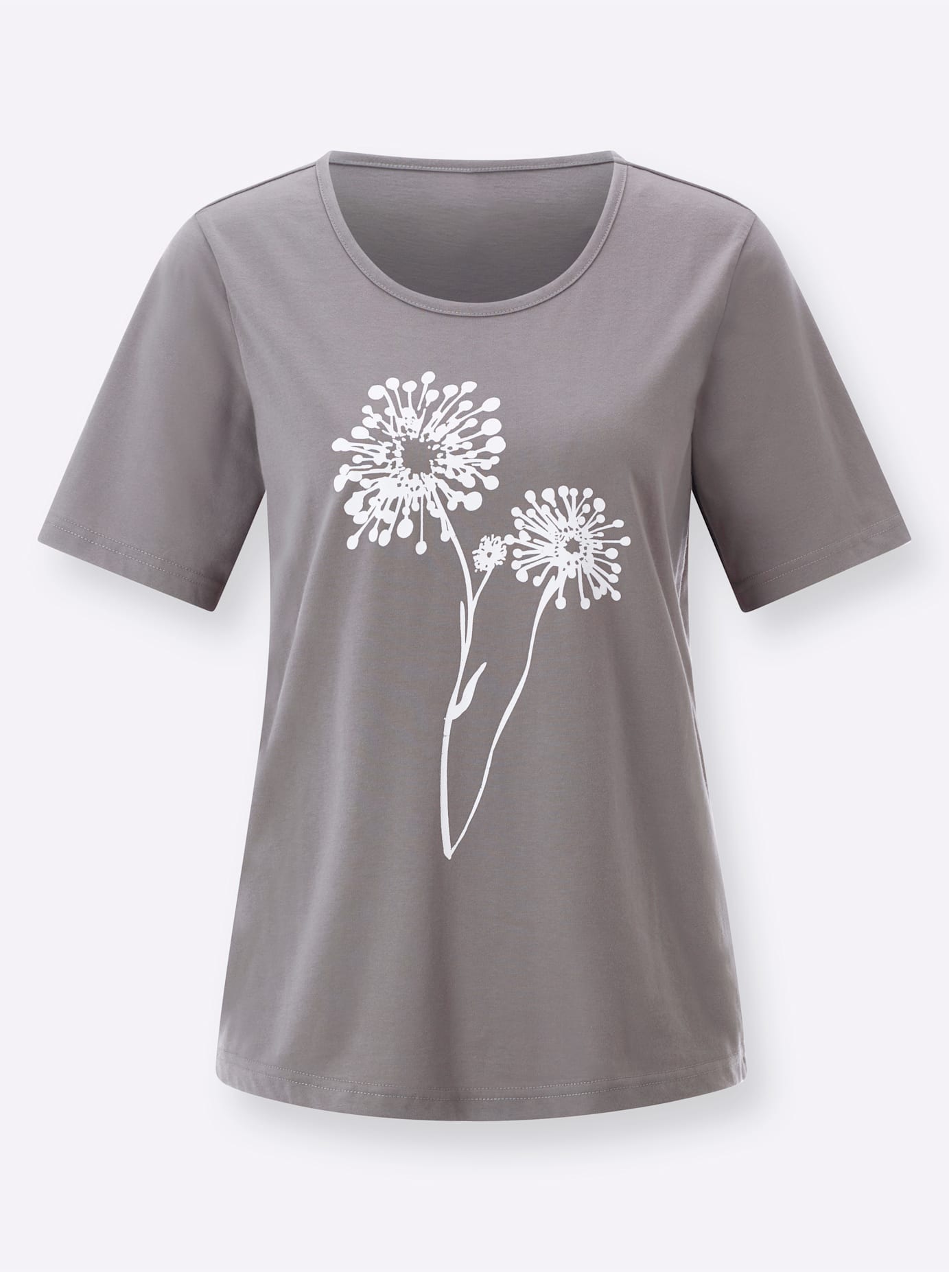 Classic Basics Women's Crew Neck T-Shirt Gray/White Floral Size 42 2