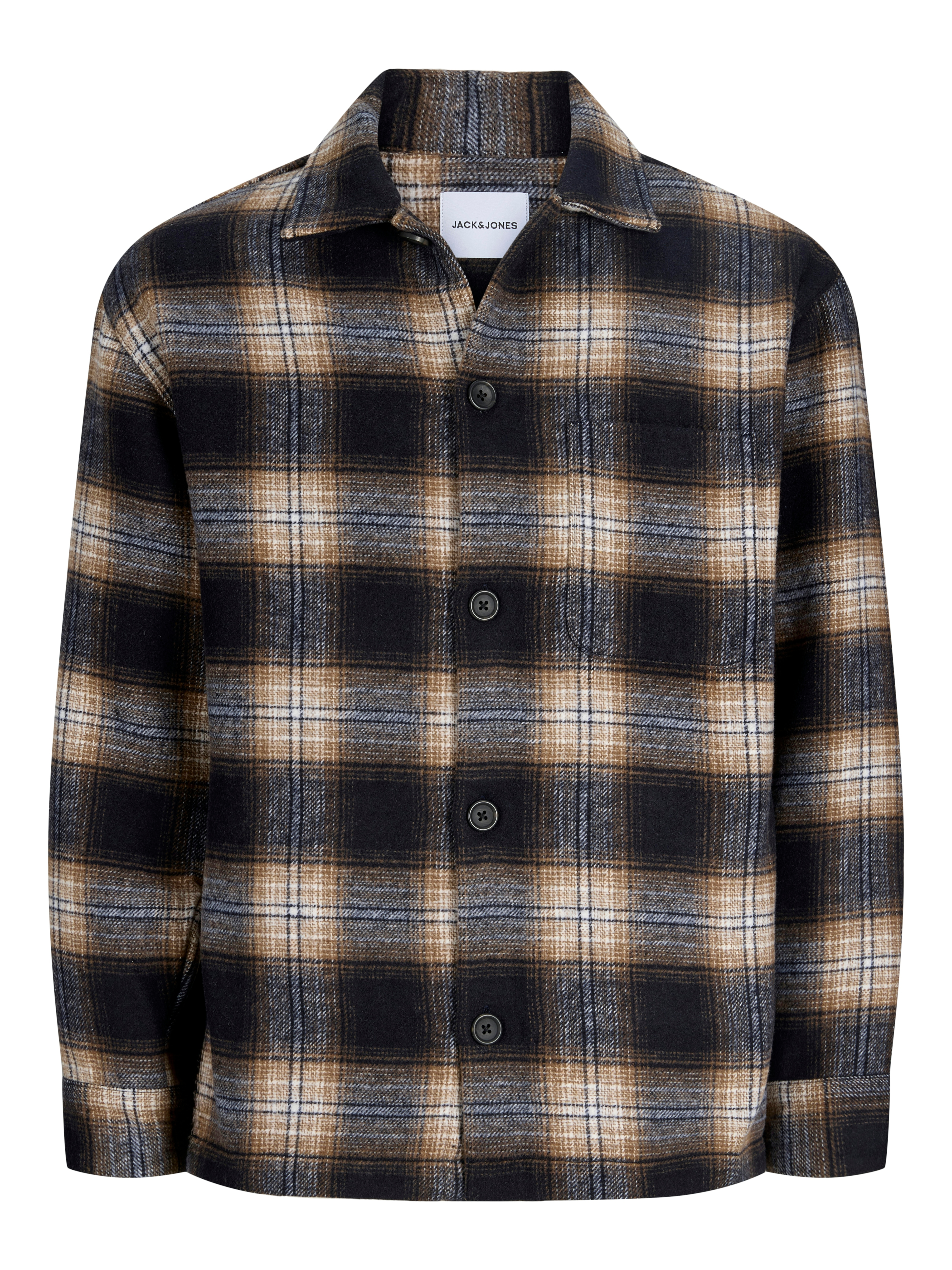 Jack & Jones Langarmhemd "JJESOHO OLLIE OVERSHIRT LS SN" Materialmix, locker geschnitten