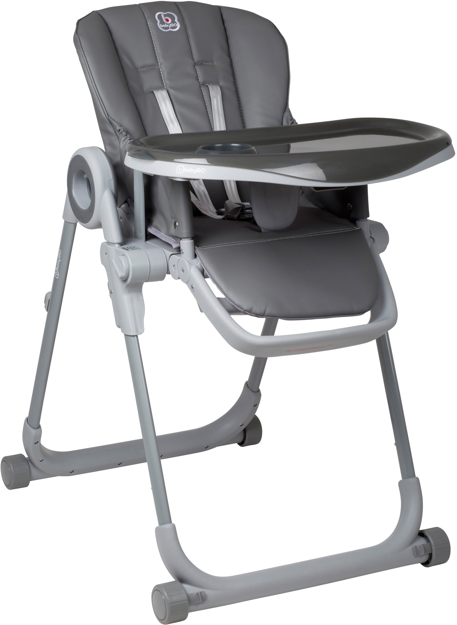Hochstuhl BABYGO "Divan, grau", Baby, Gr. B/H/T: 58cm x 107cm x 58cm, grau (grau, grau), Aluminium, Kunststoff, Stühle Hochstuhl Stuhl, platzsparend zusammenklappbar 3