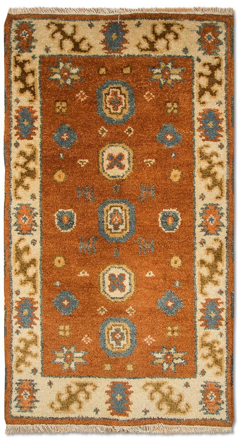 Wollteppich »Kazak Teppich handgeknüpft orange«, rechteckig