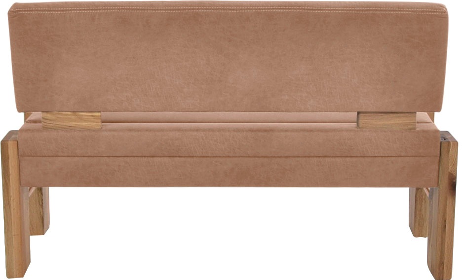 Polsterbank K+W KOMFORT & WOHNEN, braun (camel 71, balkeneiche natur), B:161cm H:90cm T:63cm, Sitzbänke, Polsterbank, gepolsterte Stauraumbank, Massivholz, in 2 Breiten 161cm oder 181cm 2