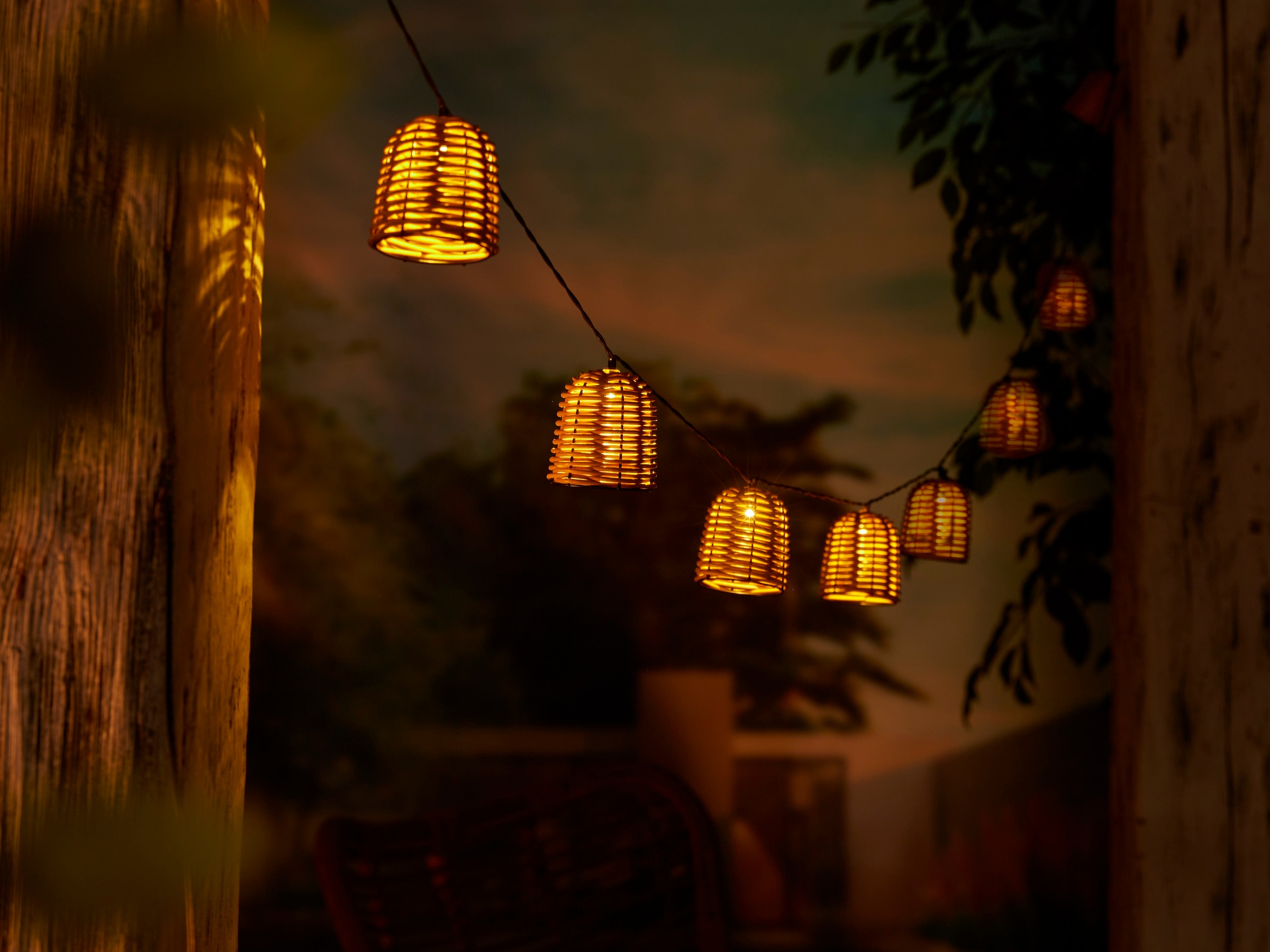 LUXFORM LED-Lichterkette »Luxform Solar Rattan«, 1 St.-flammig, LED-Lichterkette, Solarenergie, warmweiß, IP44