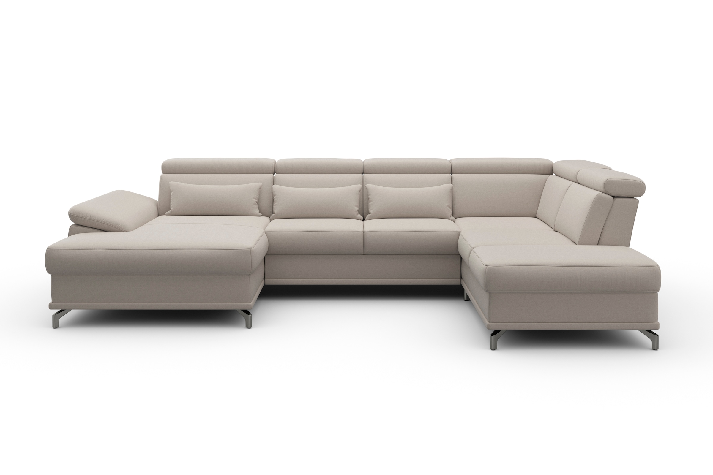 sit&more Wohnlandschaft "Cabrio U-Form, B: 359 cm, mit Sitztiefen-, Arm- & Kopfteilverstellung" 3 Nierenkissen, Federkern, optional Schlaffunktion und Stauraum