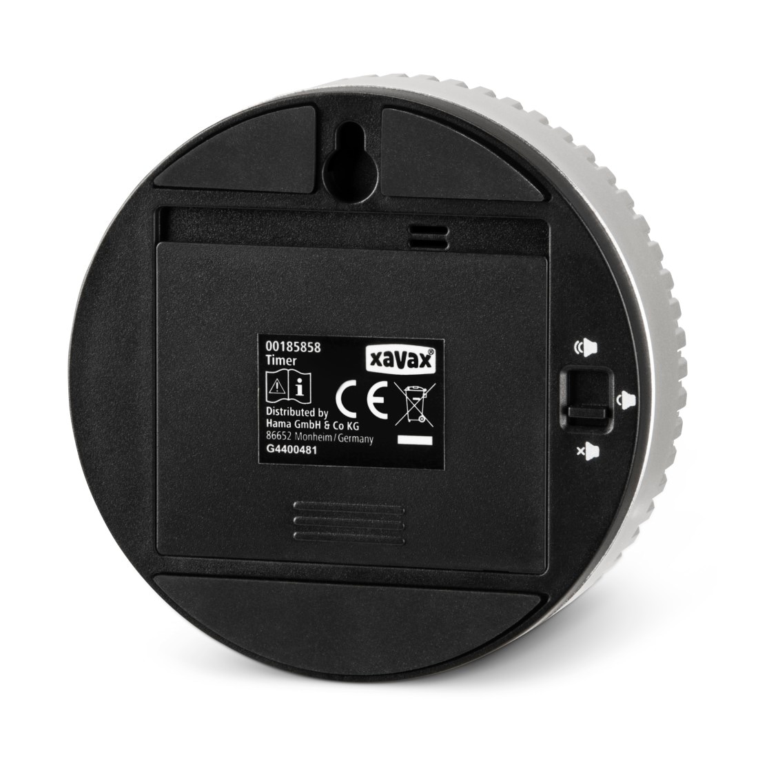Xavax Küchentimer »Timer "Rotation", digital, Silber, Schwarz«, Magnetisch, Aussparung für Wandmontage, Antirutsch-Pad