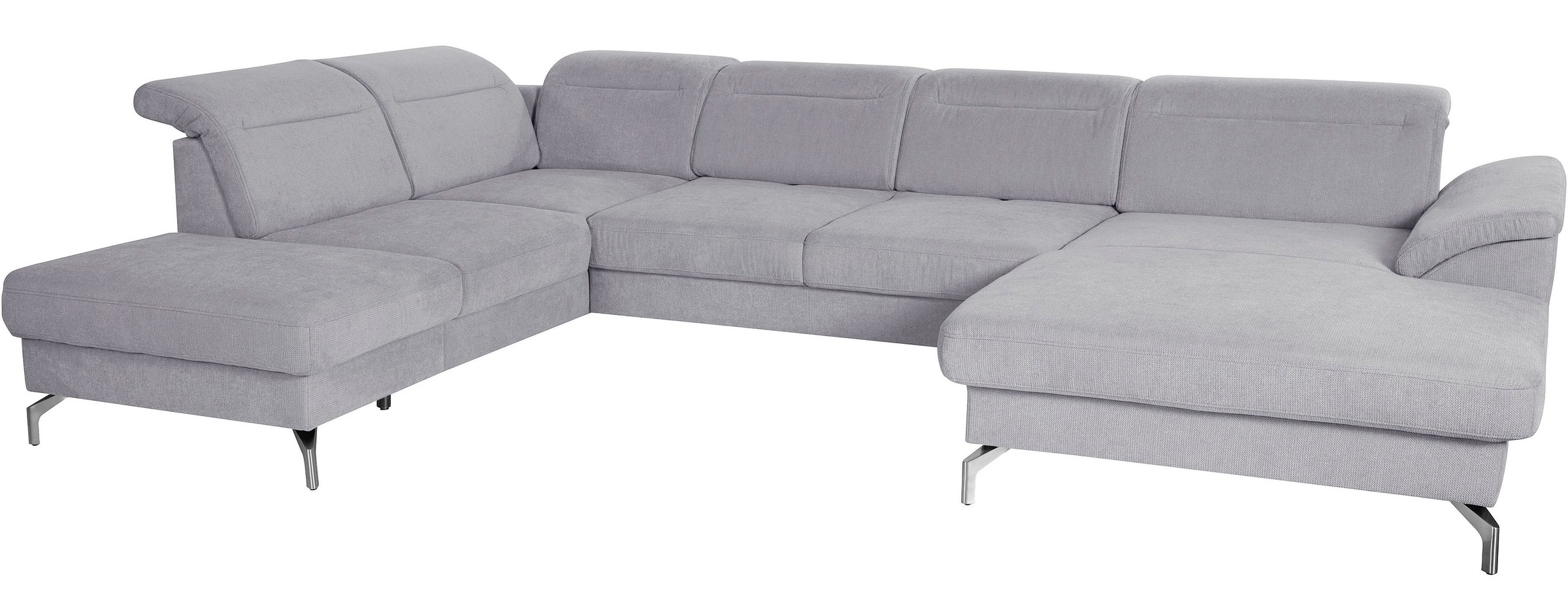 sit&more Wohnlandschaft »Percy U-Form«, 15 cm Fußhöhe, Sitztiefenverstellung, wahlweise in 2 Fußfarben