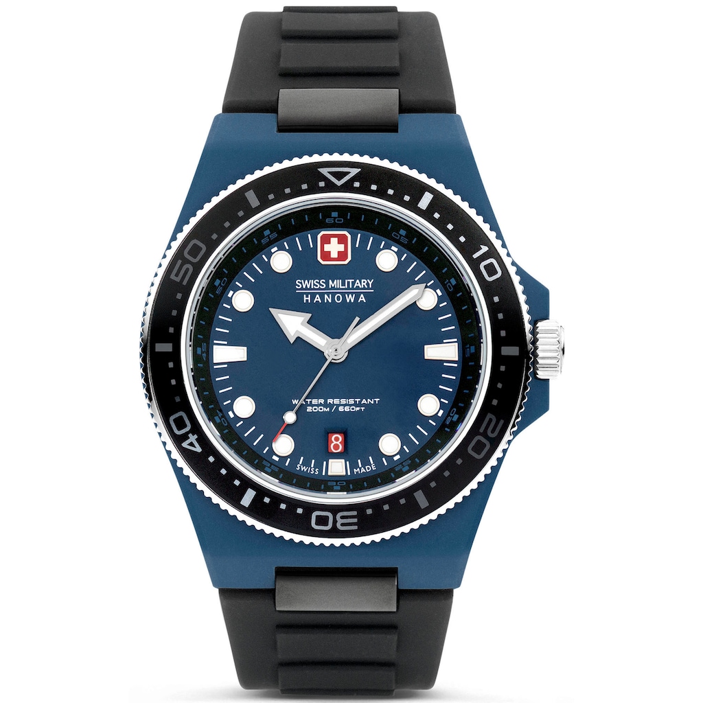 Swiss Military Hanowa Quarzuhr »OCEAN PIONEER, SMWGN0001184«, Armbanduhr, Herrenuhr, Schweizer Uhr, Swiss Made, Datum, Saphirglas