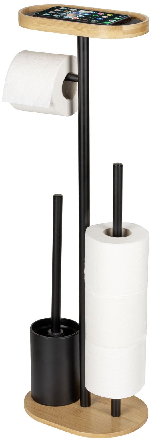 WENKO WC-Garnitur »Pomarolo« aus Bambus | Stahl