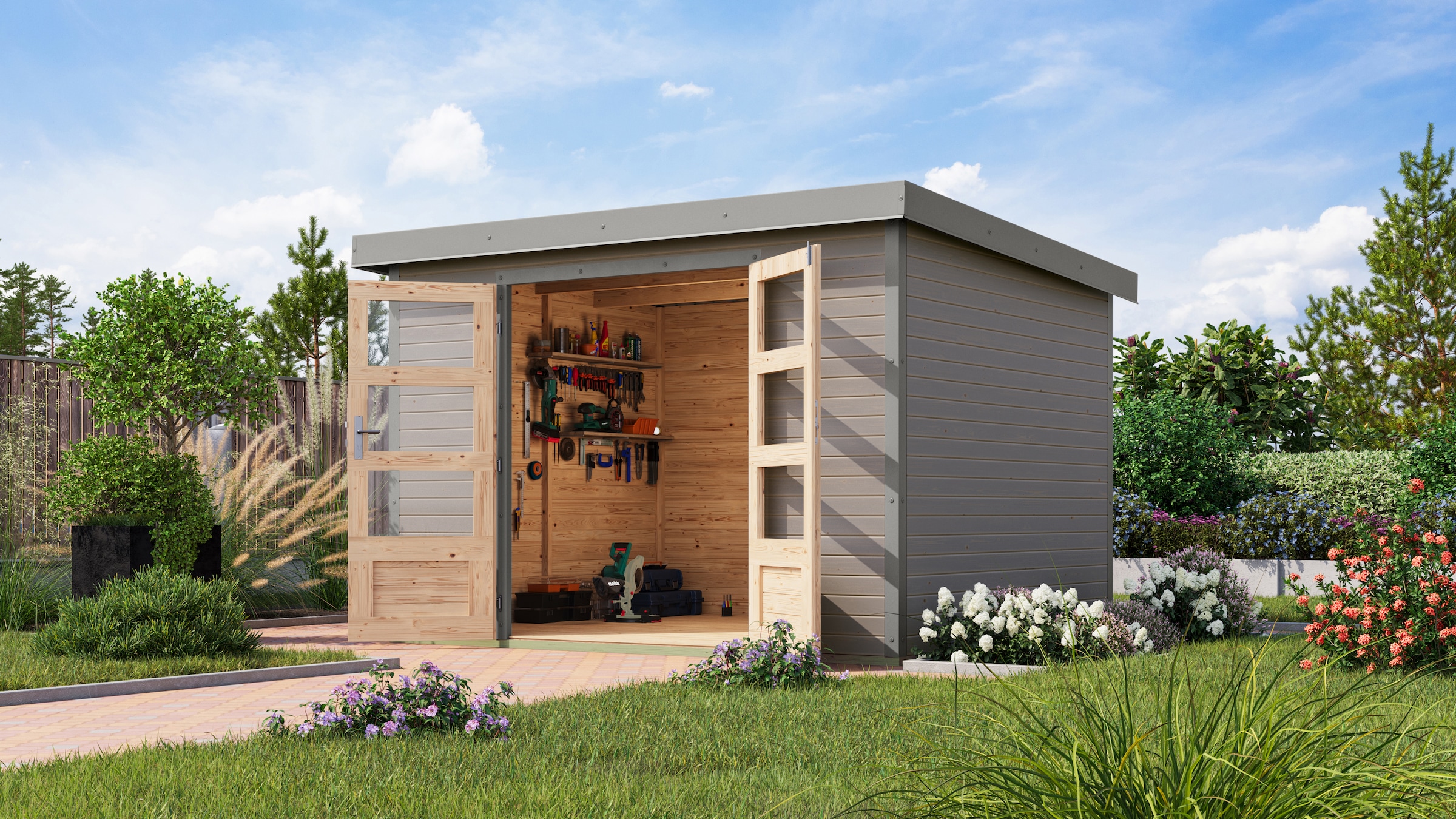 Karibu Gartenhaus "Jupiter 5 D", in verschiedenen Farben günstig online kaufen