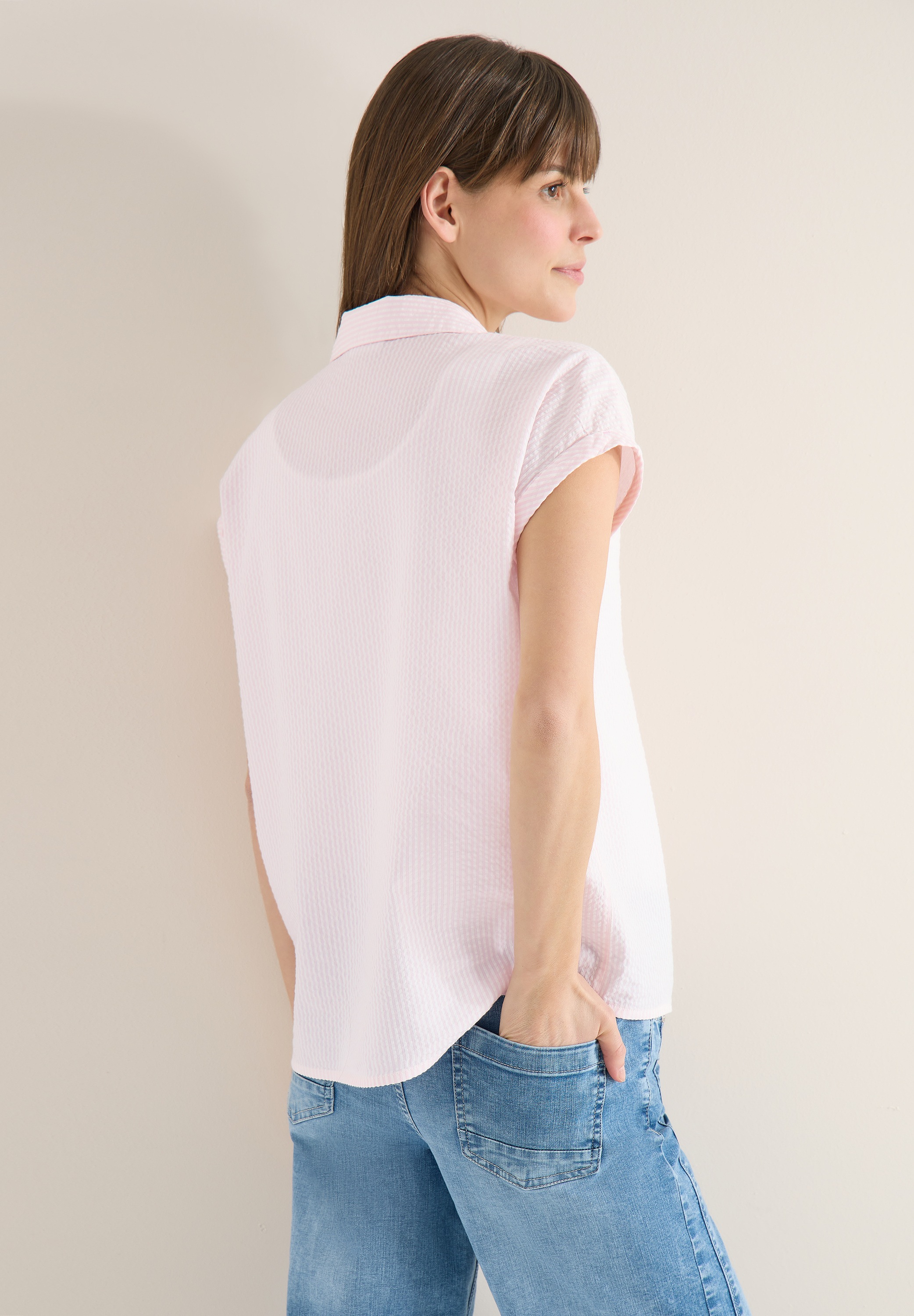 Cecil Kurzarmbluse mit Knoten am Saum