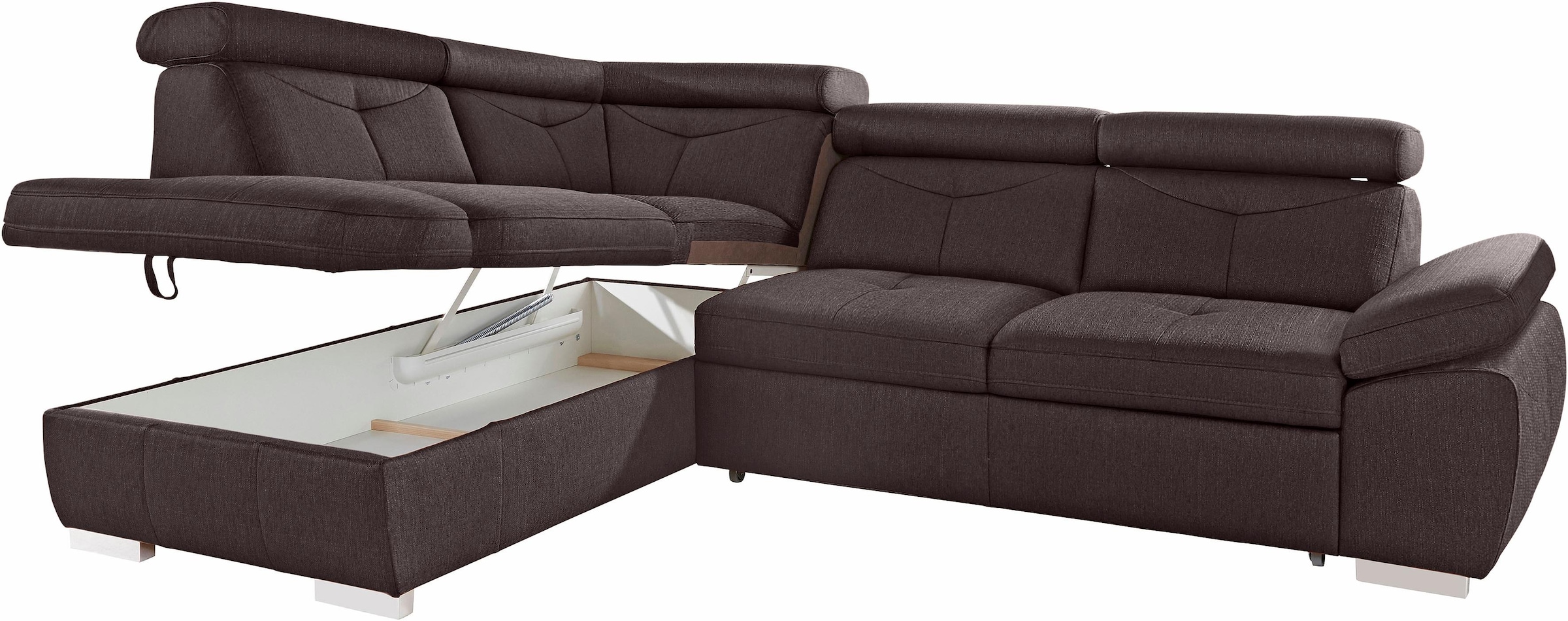 exxpo - sofa fashion Ecksofa »Spring, super bequem und komfortabel mit Armteil- und Kopfteilfunktion«, wahlweise mit Bettfunktion und Bettkasten, L-Form