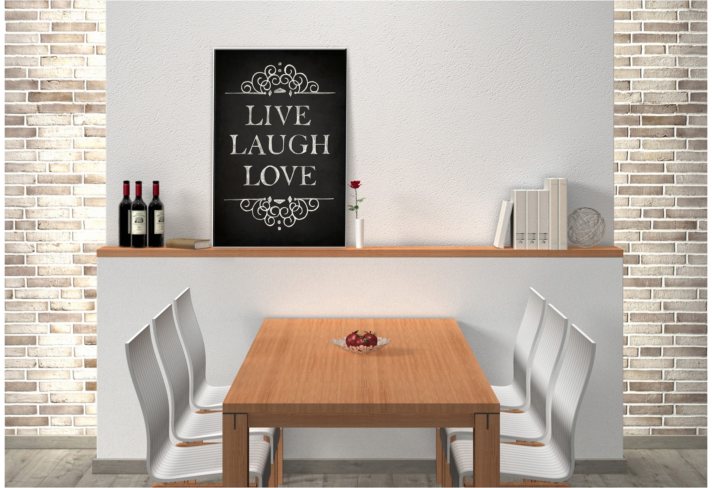 Wall-Art Wandbild "Live Laugh Love", Hartschaum Wandschild Spruch