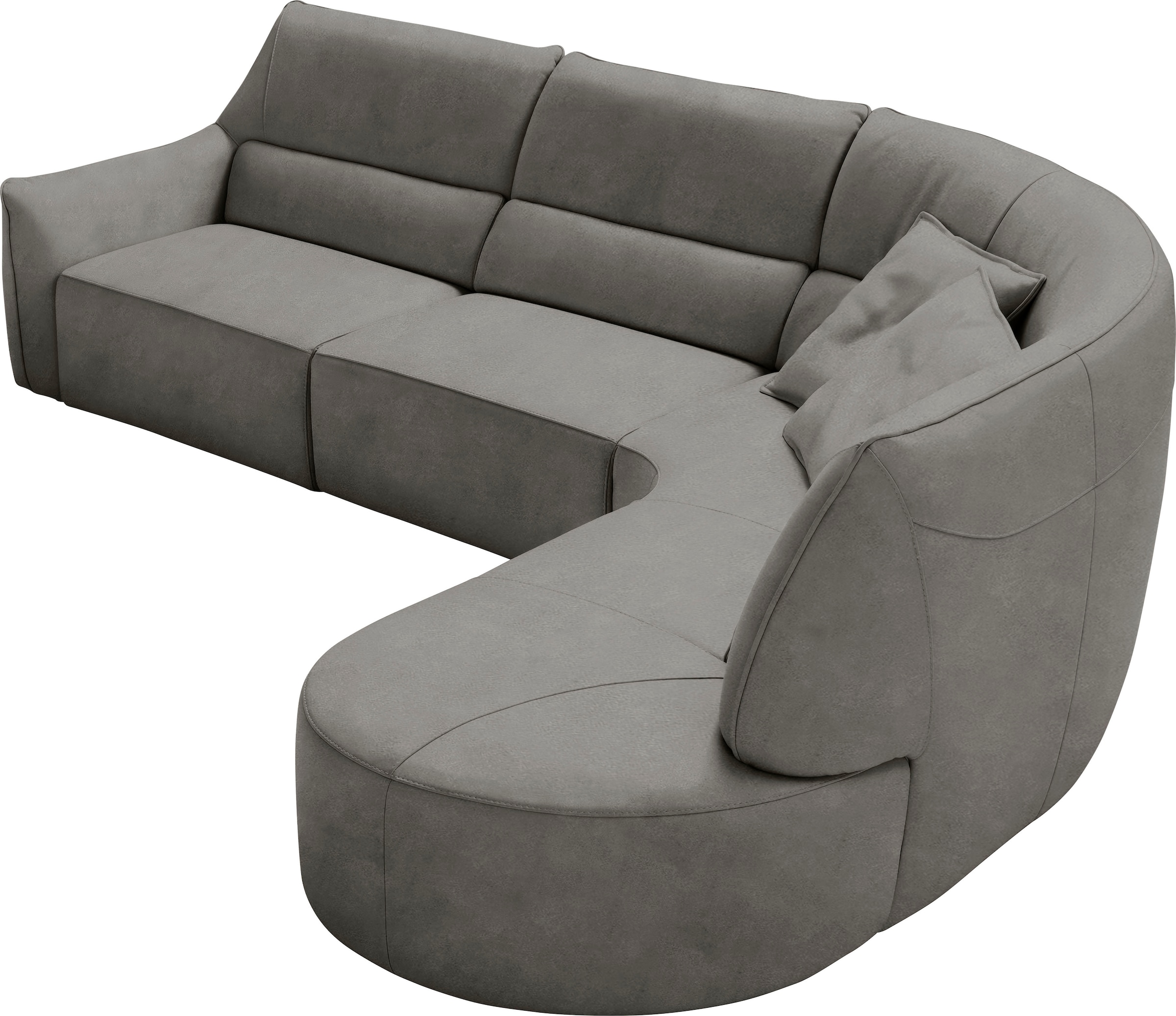 Egoitaliano Ecksofa "Puffy, extravagant & edel, Retro Designsofa, hoher Sitzkomfort, L-Form" mit Ottomane, wahlweise mit und ohne elektrischer Relaxfunktion