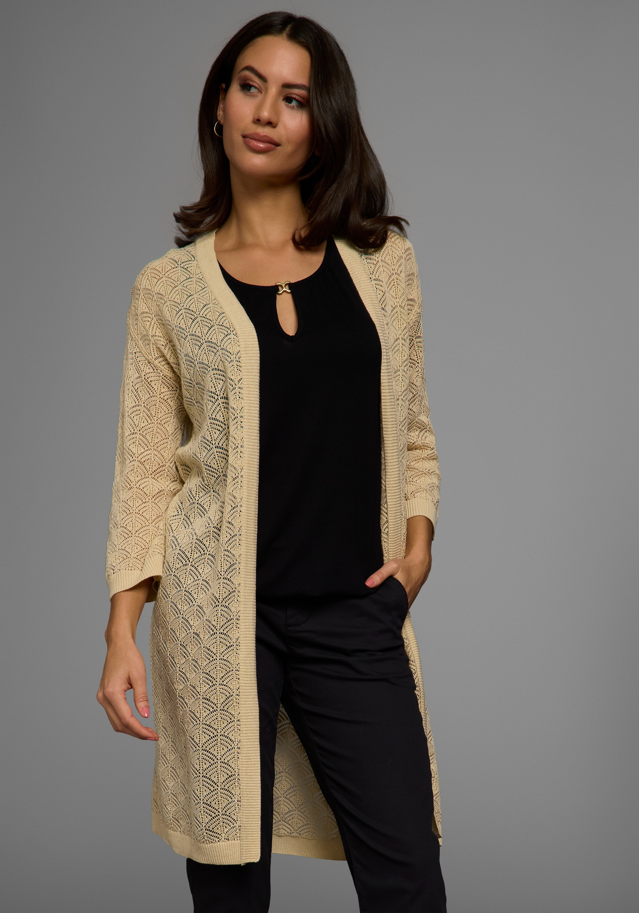 Laura Scott Longstrickjacke, mit sommerlichem Ajourmuster - NEUE KOLLEKTION günstig online kaufen