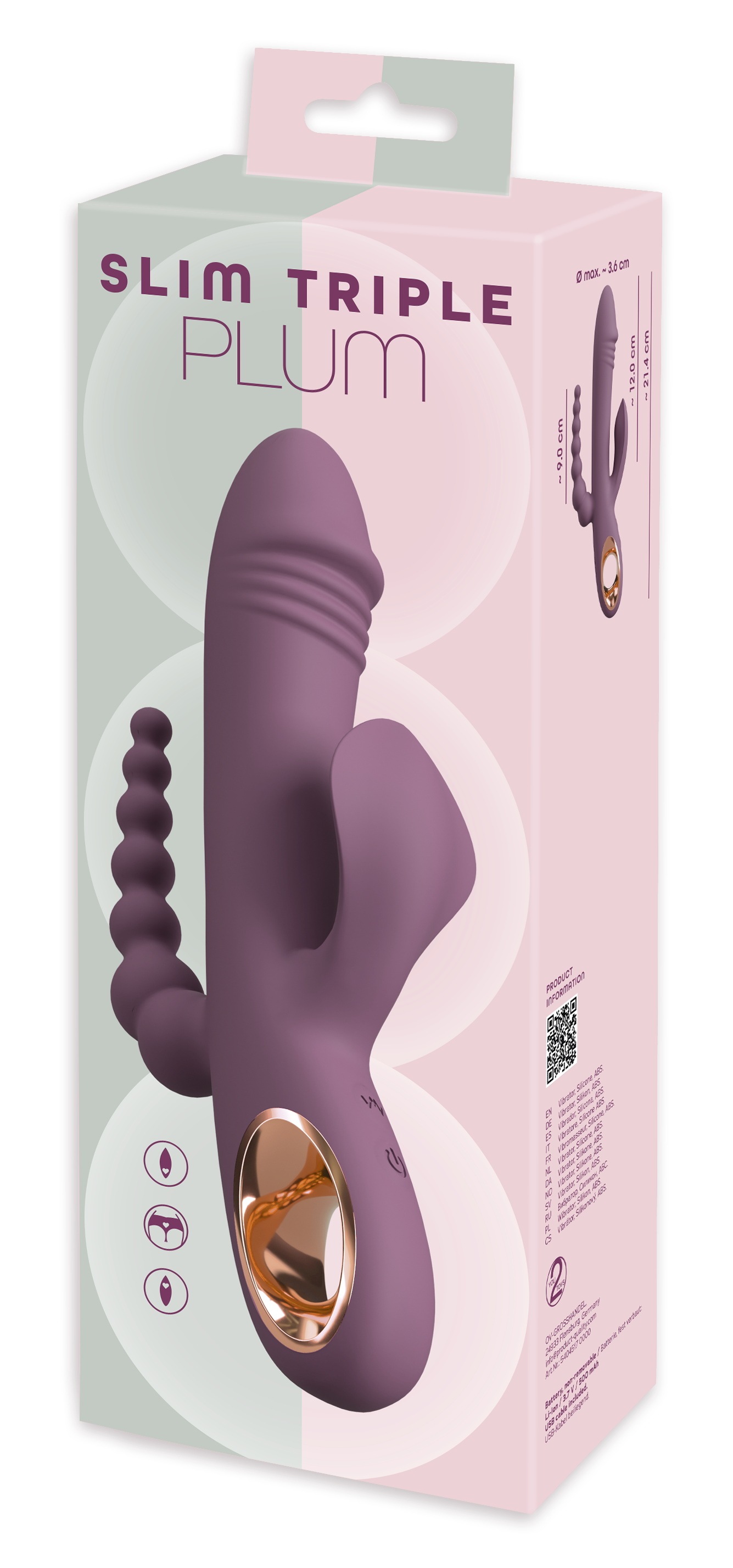 You2Toys Vibrator »Rabbitvibrator Slim Triple Plum«