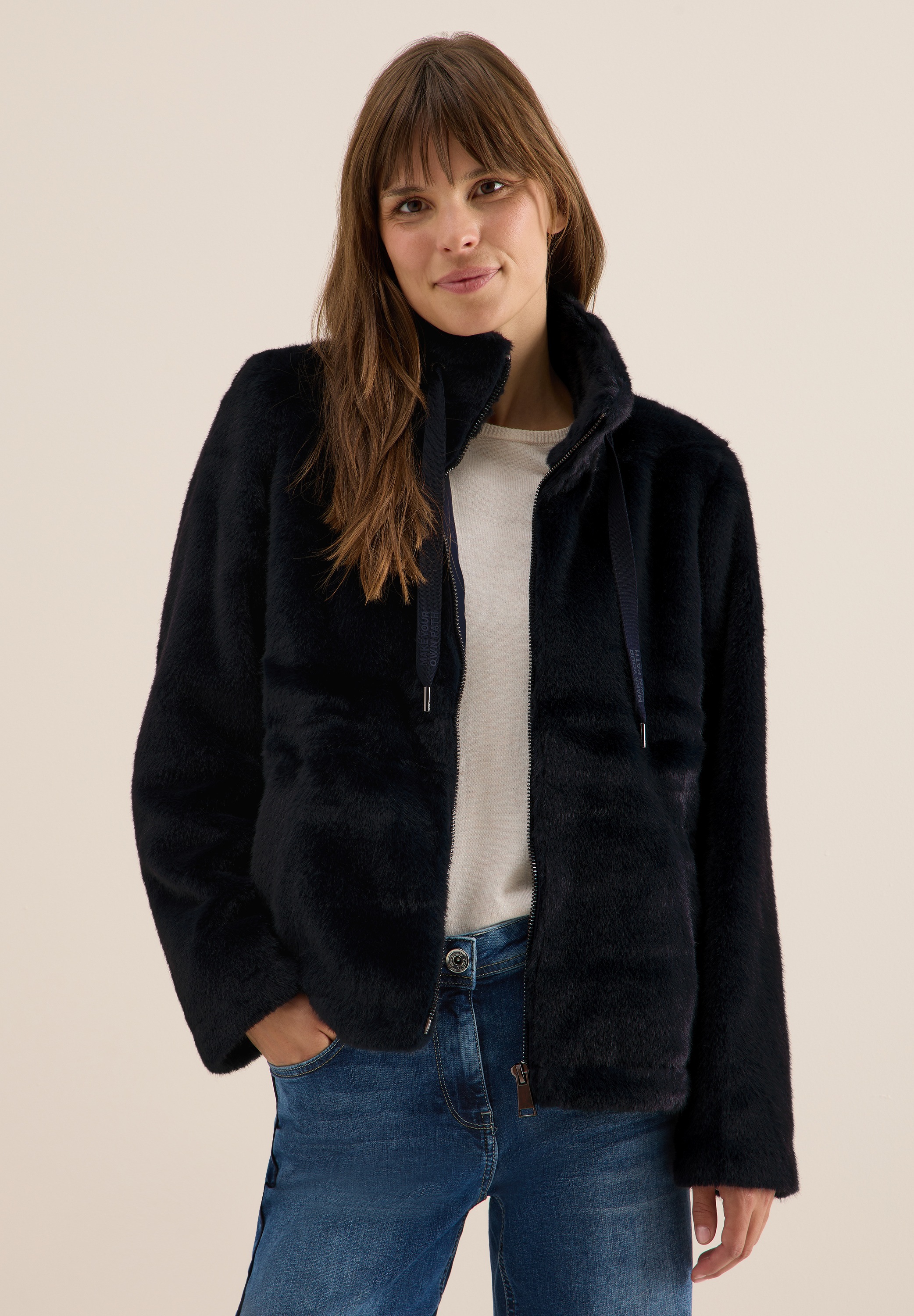 Cecil Fellimitatjacke ohne Kapuze mit Stehkragen günstig online kaufen