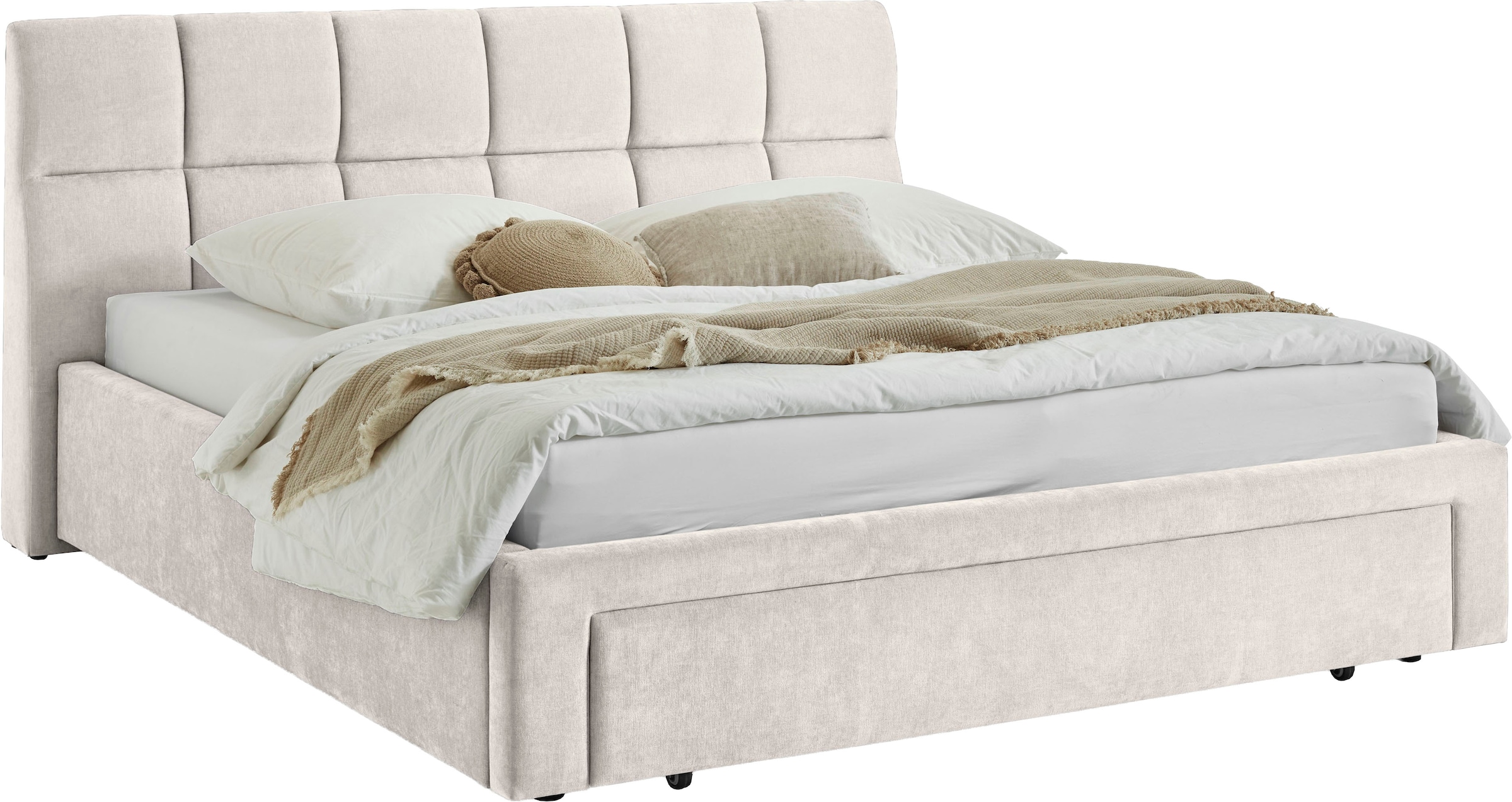 meise.möbel Polsterbett »Canyon, Breite 180cm, erhältlich in grau oder beige« inkl. Schubkasten im Fußteil - ideal als Hundebett nutzbar