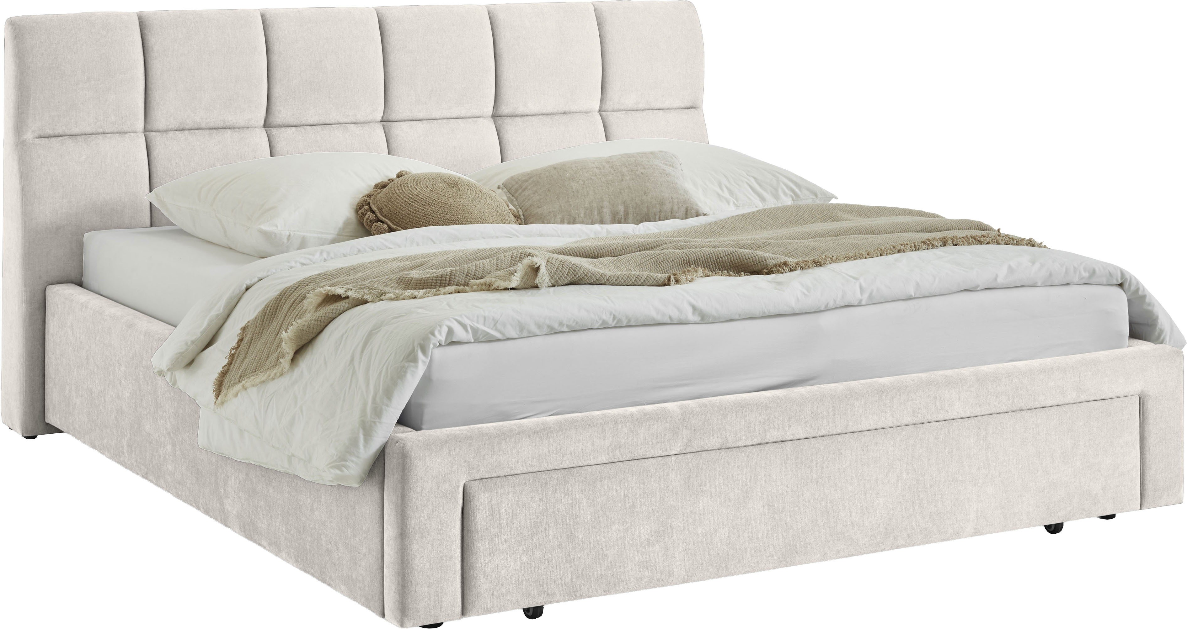 meise.möbel Polsterbett "Canyon, Breite 180cm, erhältlich in grau oder beige" inkl. Schubkasten im Fußteil - ideal als Hundebett nutzbar