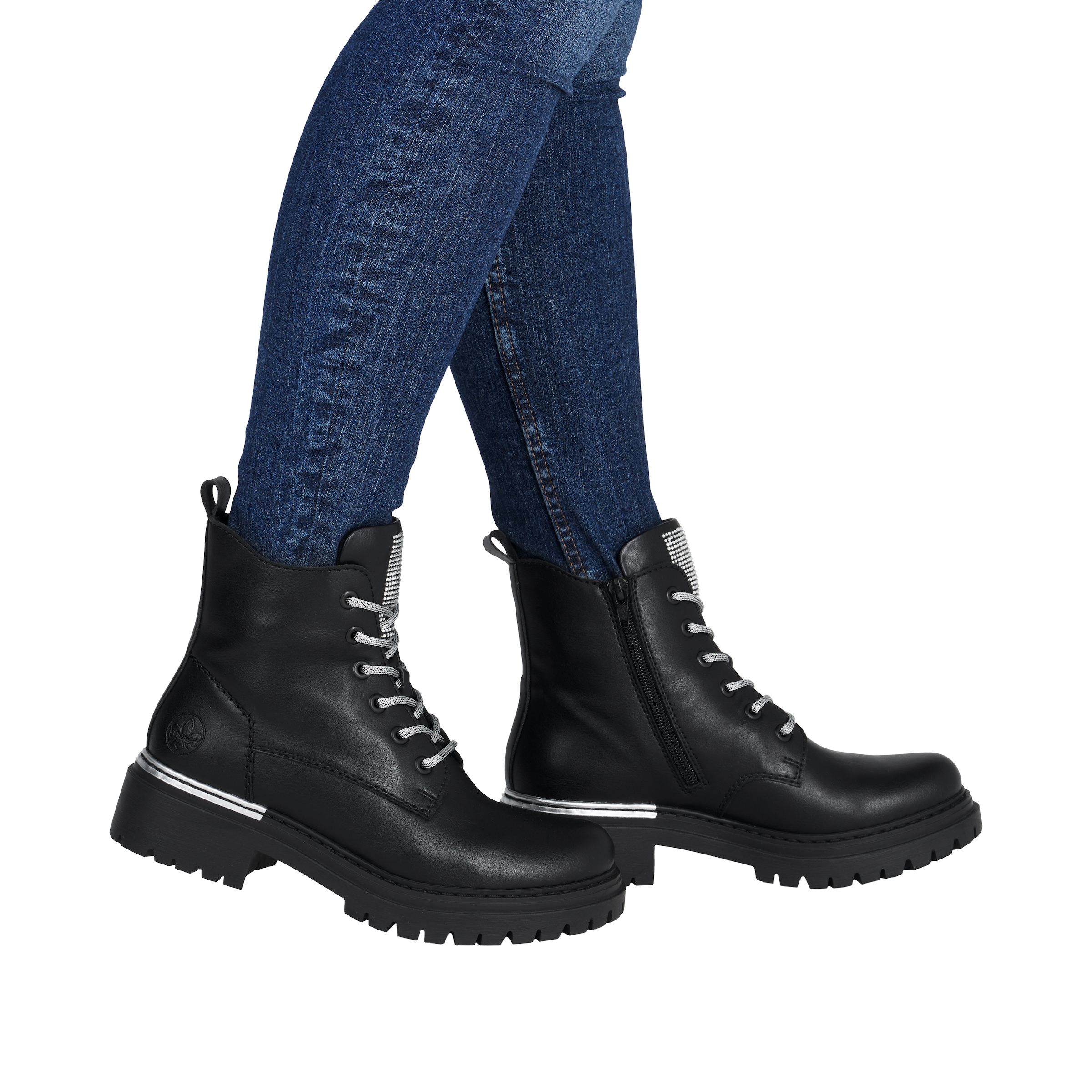 Rieker Schnürboots, Schnürstiefelette, Profilsohle, mit praktischem Innenreißverschluss