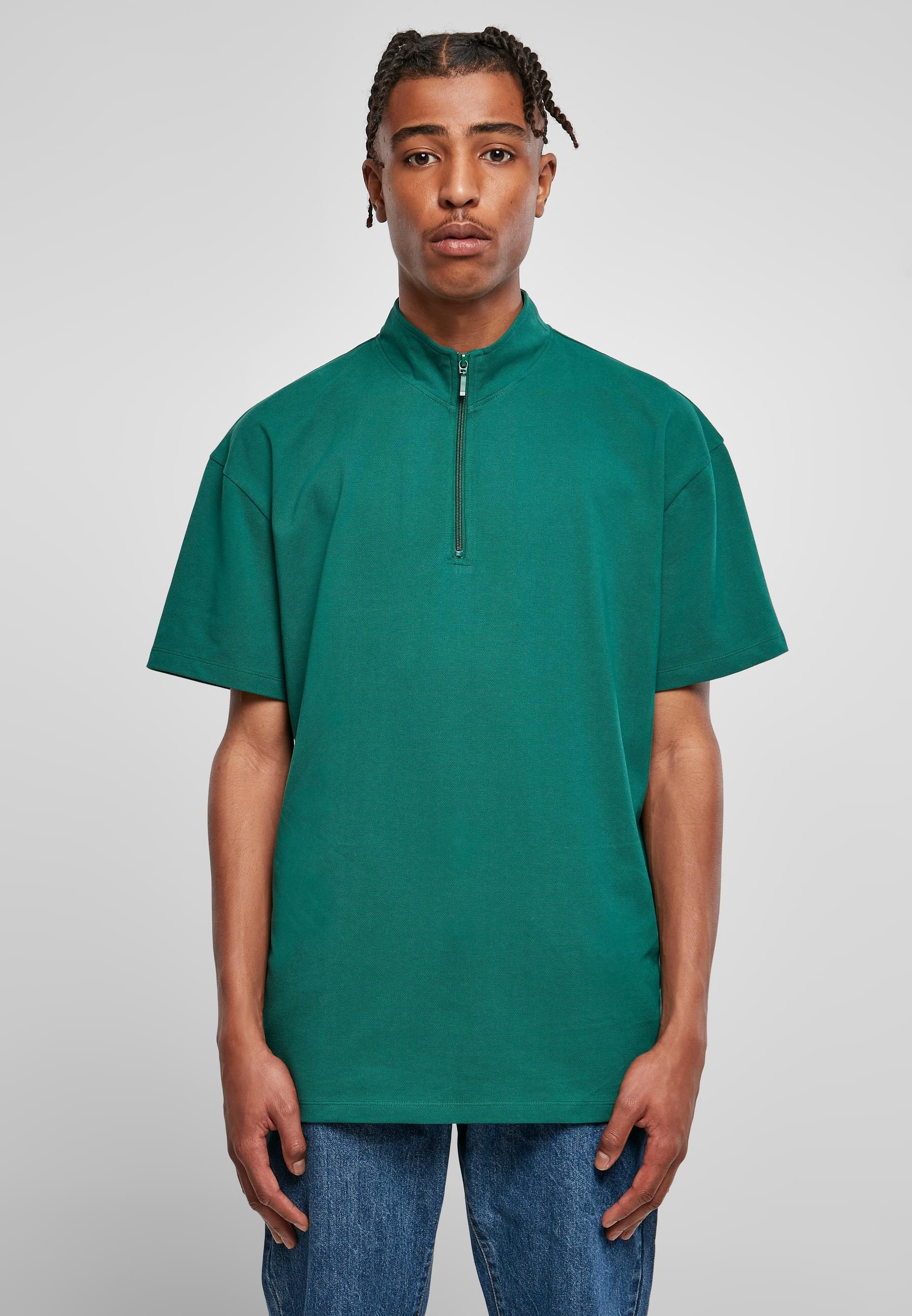 URBAN CLASSICS T-Shirt »Urban Classics Herren Boxy Zip Pique Tee«, (1 tlg.)