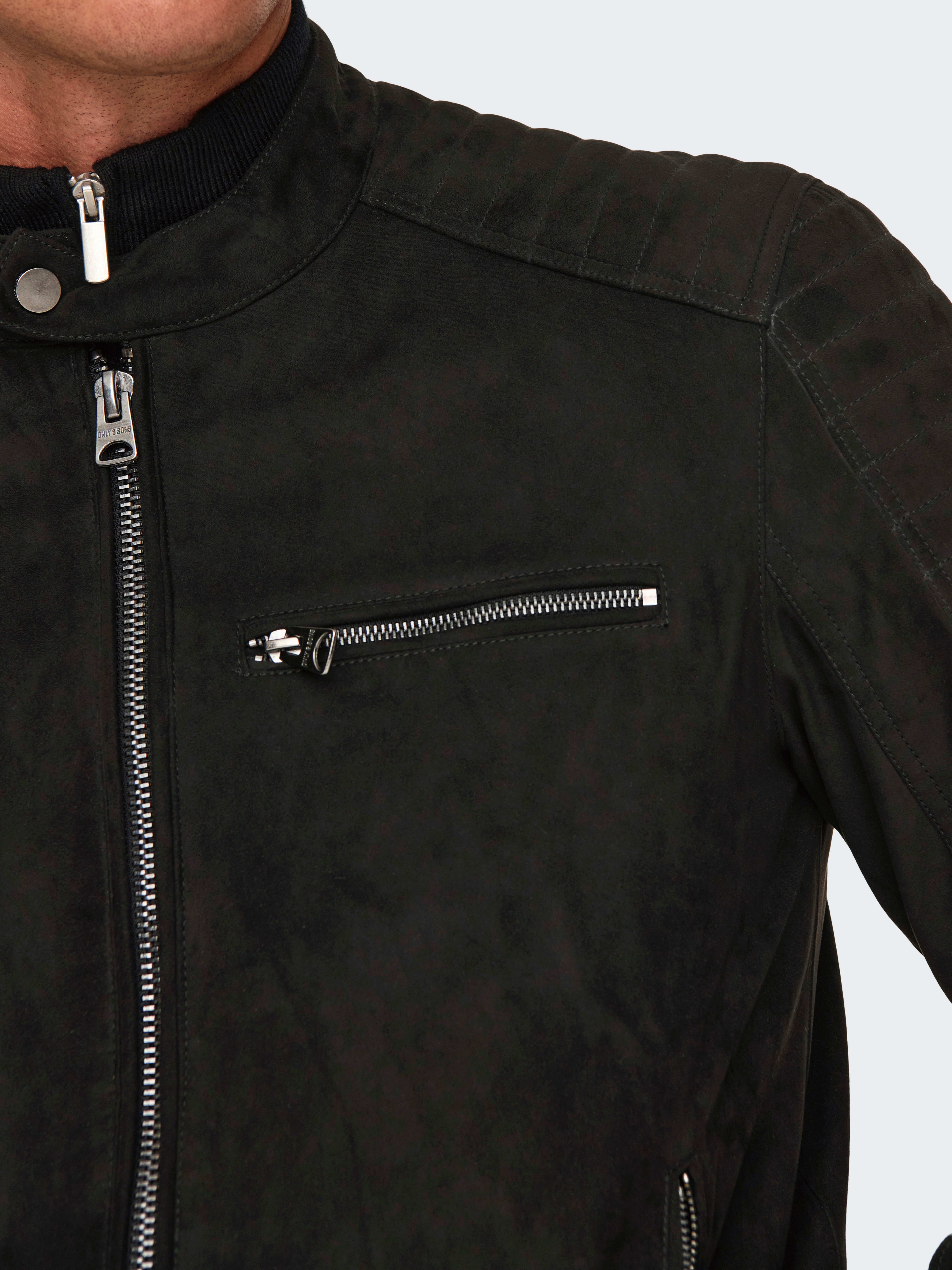 Thumbnail - ONLY & SONS Lederimitatjacke "ONSGUS FAUX SUEDE RACER JACKET OTW NOOS", ohne Kapuze