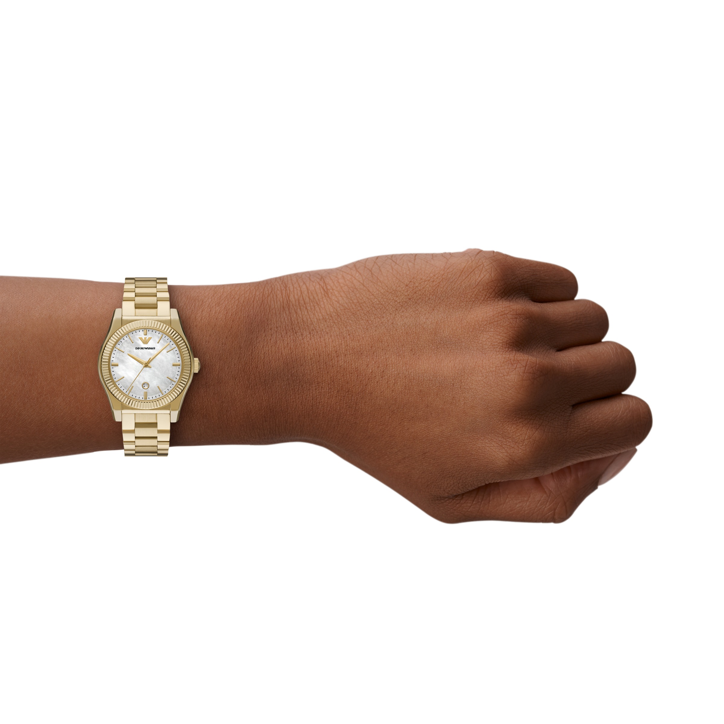 Emporio Armani Quarzuhr Armbanduhr, Damenuhr, Edelstahlarmband, analog, Tag