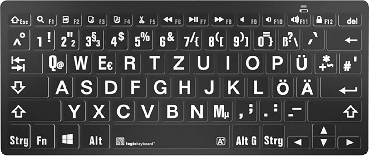 Wireless-Tastatur »XL-Print White on Black DE (PC/BT)«, (Ziffernblock-Fn-Tasten)