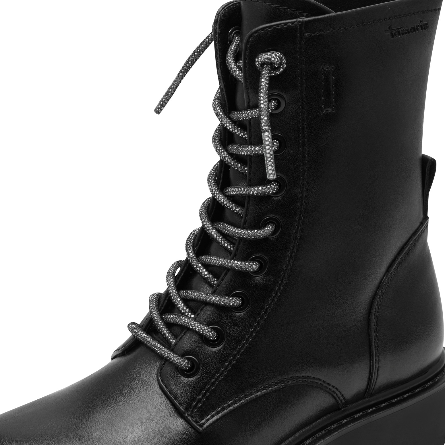 Tamaris Schnürstiefelette, Blockabsatz, Schnürboots mit glänzenden, elastischen Schnürsenkeln