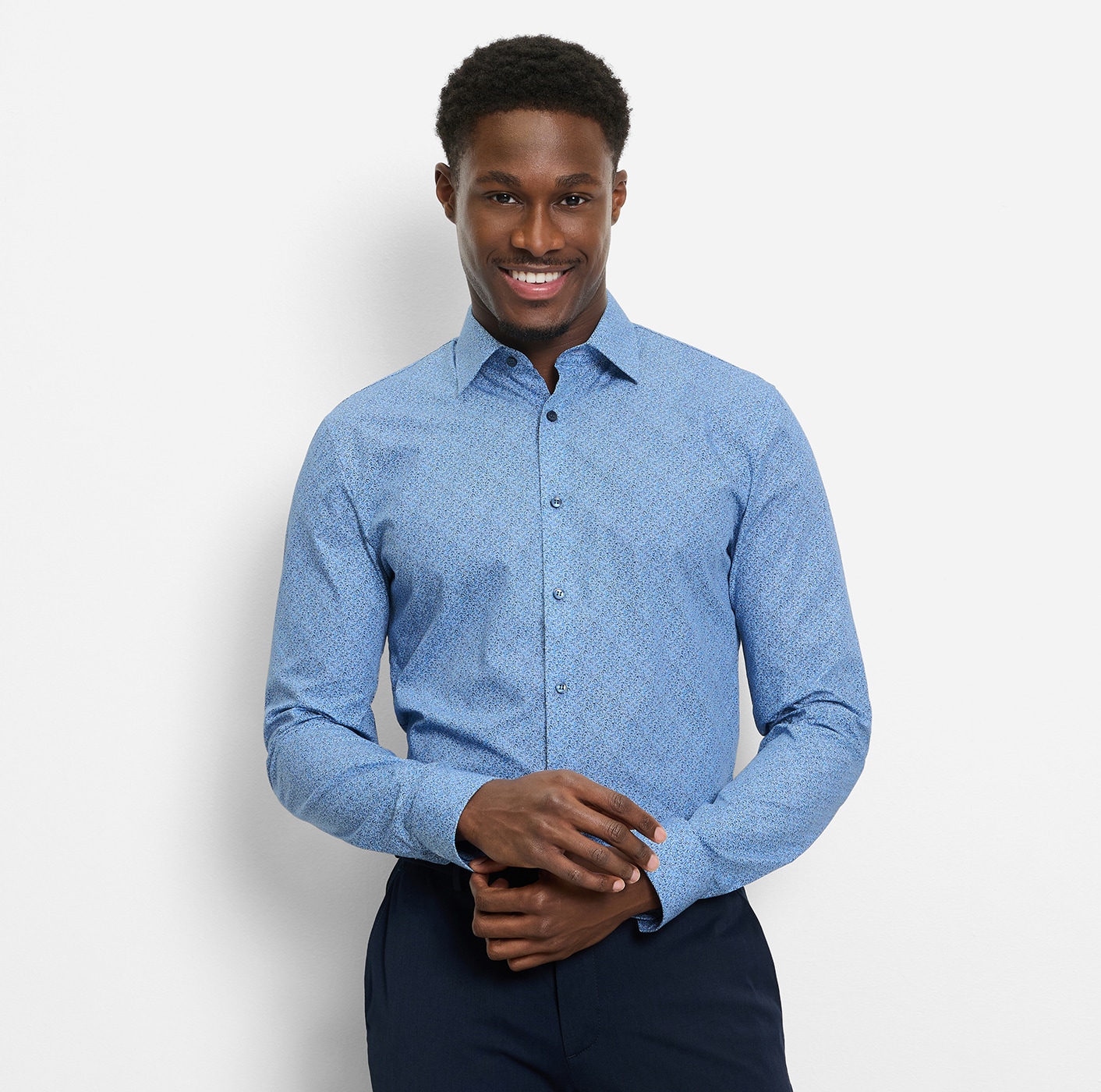 Businesshemd OLYMP "OLYMP No. Six, super slim, Kent", Herren, Gr. 42, Normaler Arm, bleu, 100% Baumwolle, Hemden