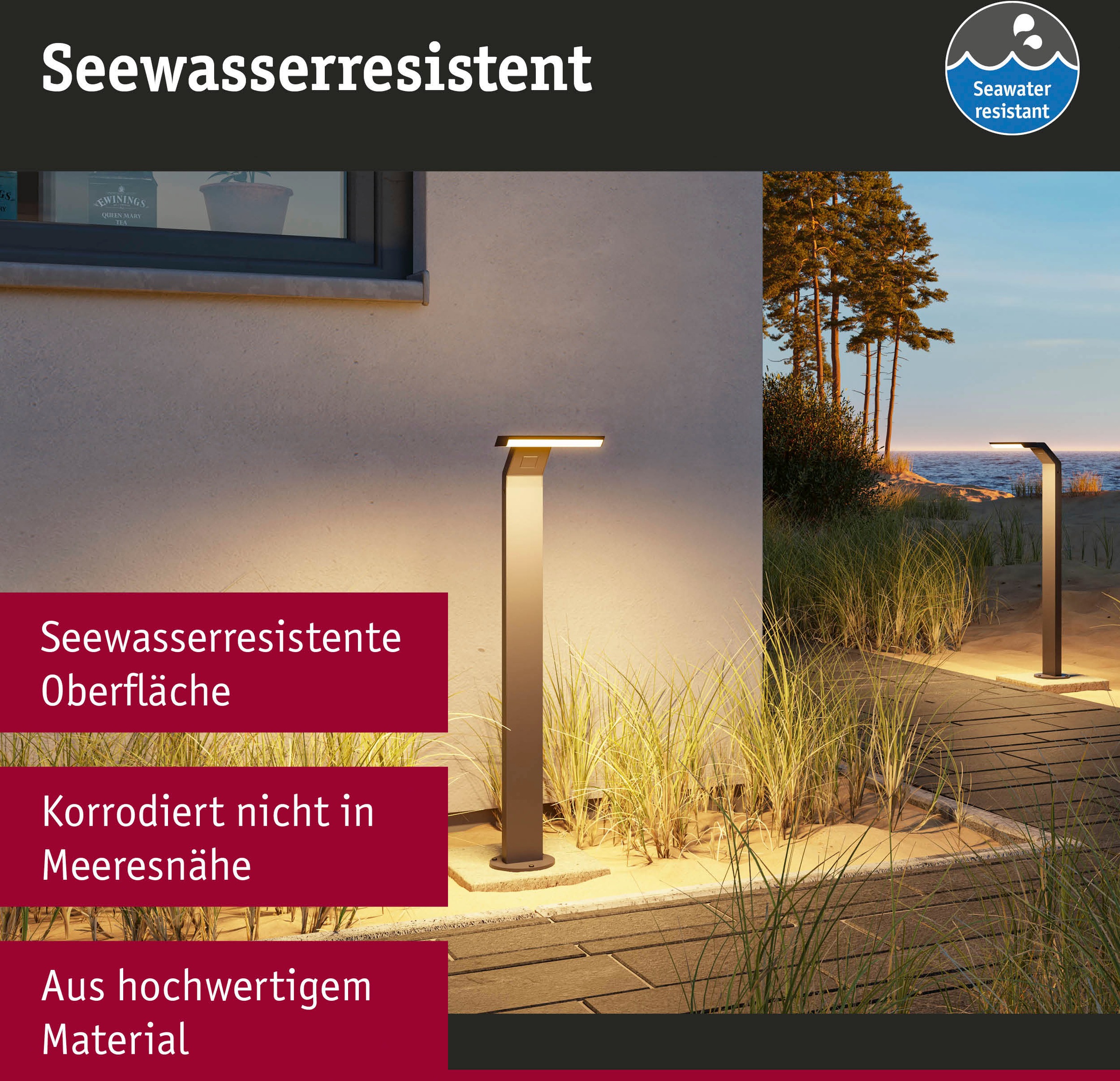 Paulmann LED Gartenleuchte »Zenera 3000K seewasserresistent 230V BAUR kaufen | Pollerleuchte flammig-flammig, 1 anthrazit«